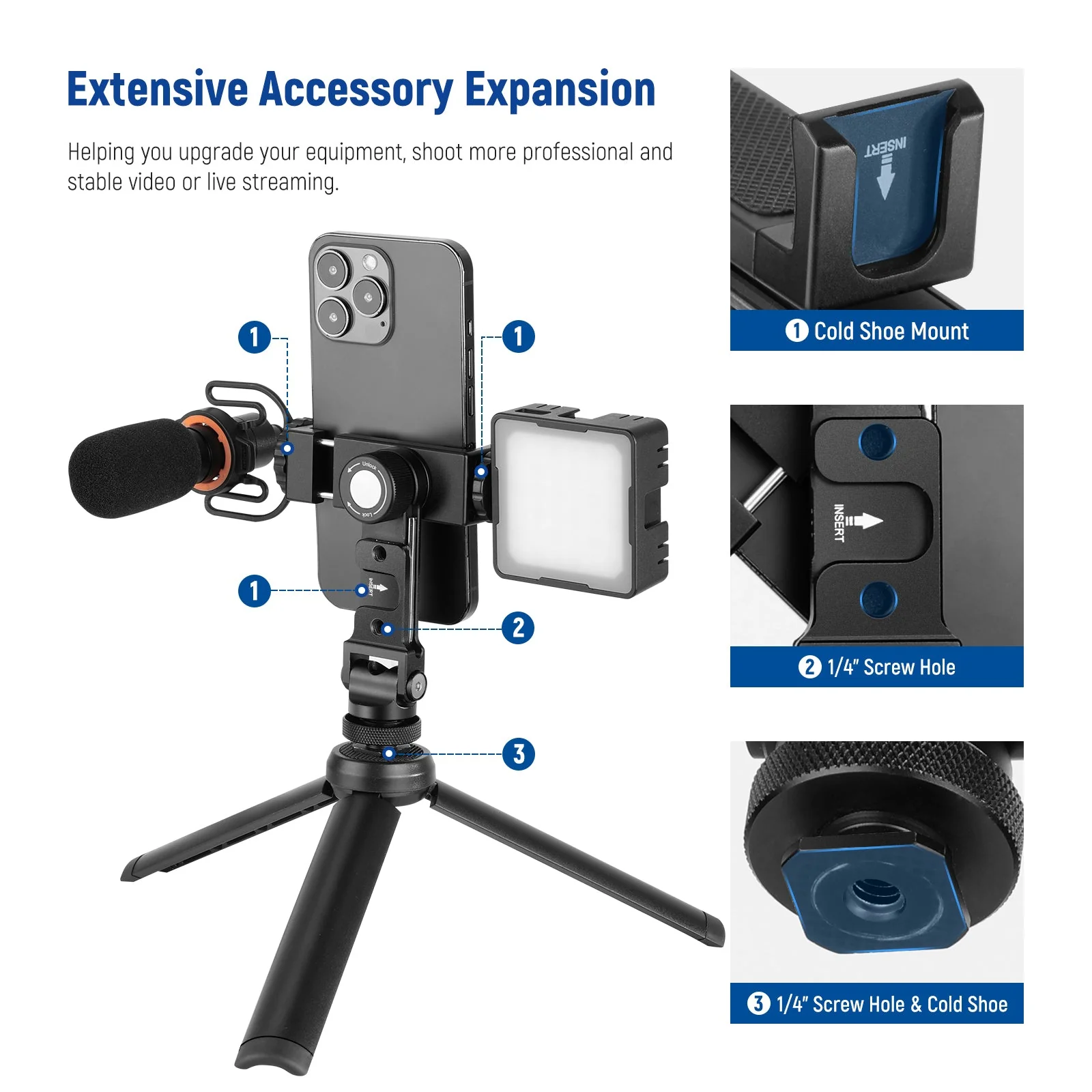 NEEWER Metal Cell Phone Tripod Mount Adapter - Image 2