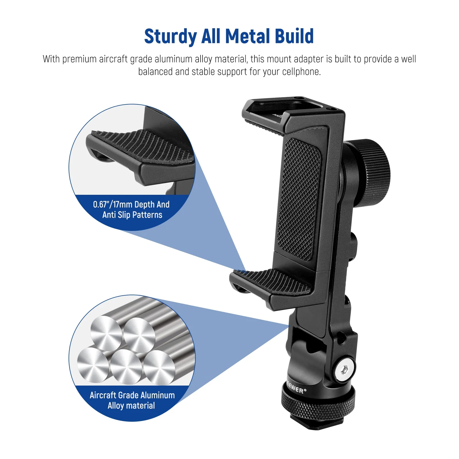 NEEWER Metal Cell Phone Tripod Mount Adapter - Image 6