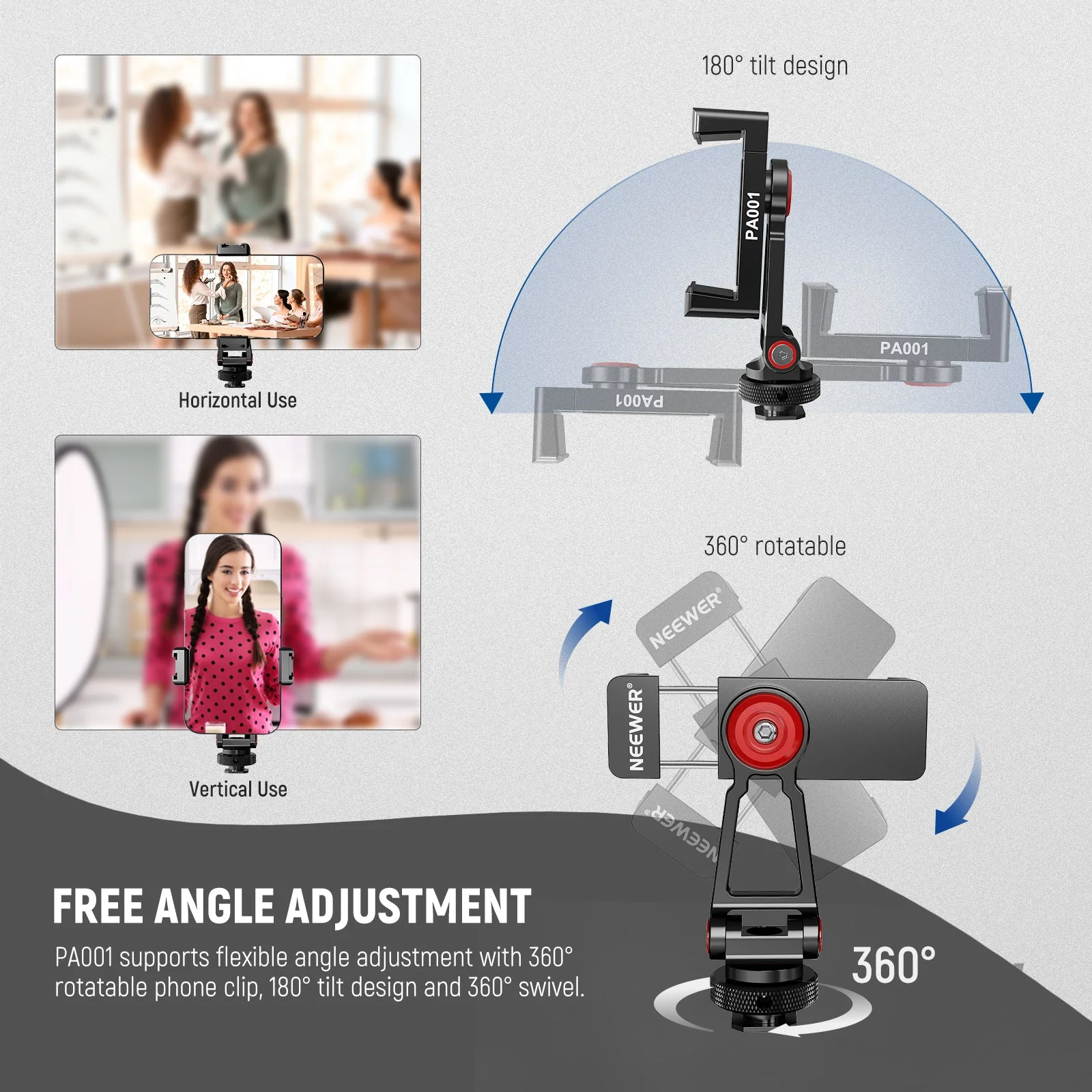 NEEWER Metal Phone Tripod Mount Adapter - Image 3