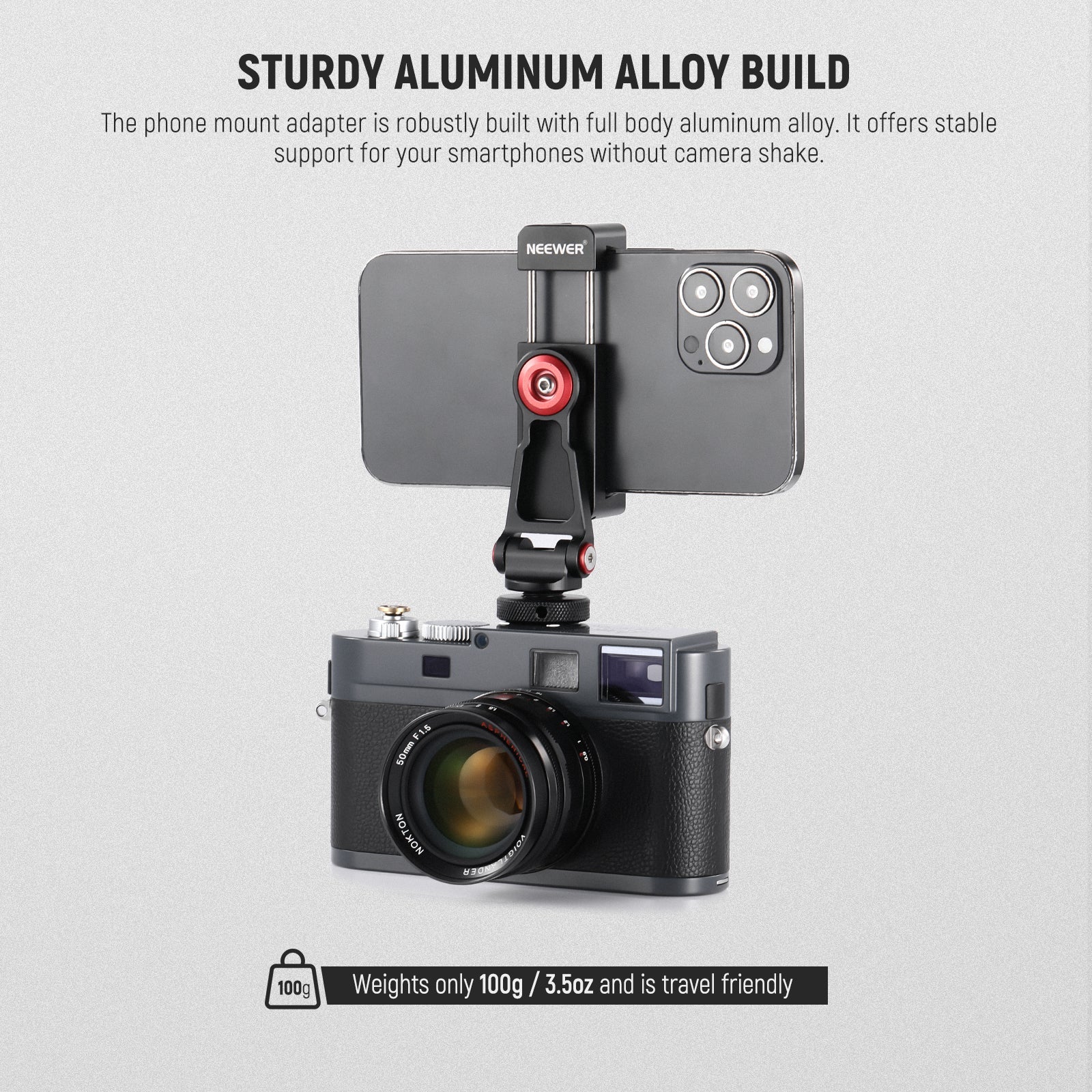 NEEWER Metal Phone Tripod Mount Adapter - Image 7