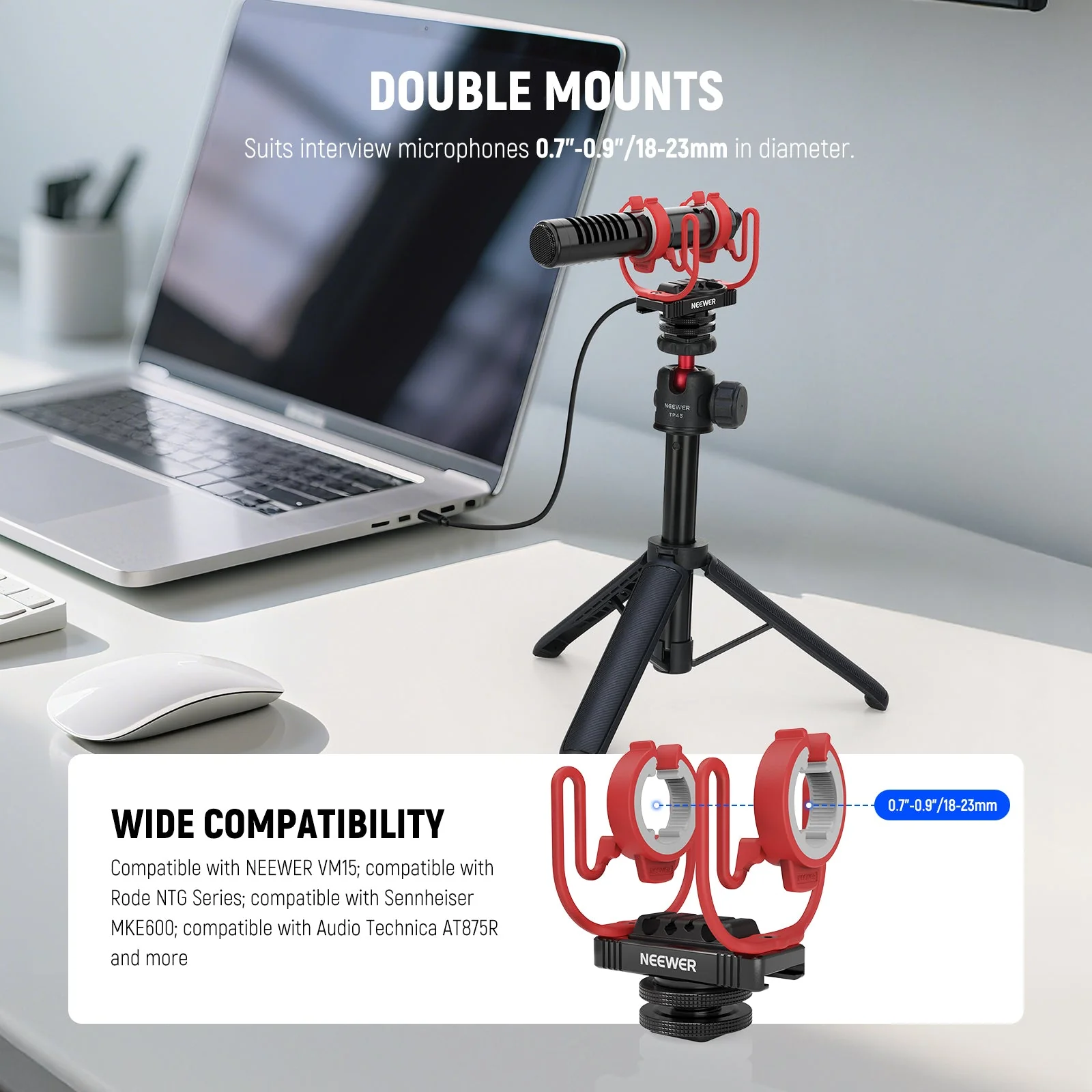 NEEWER MH1 Microphone Shock Mount with Cold Shoe - Image 5