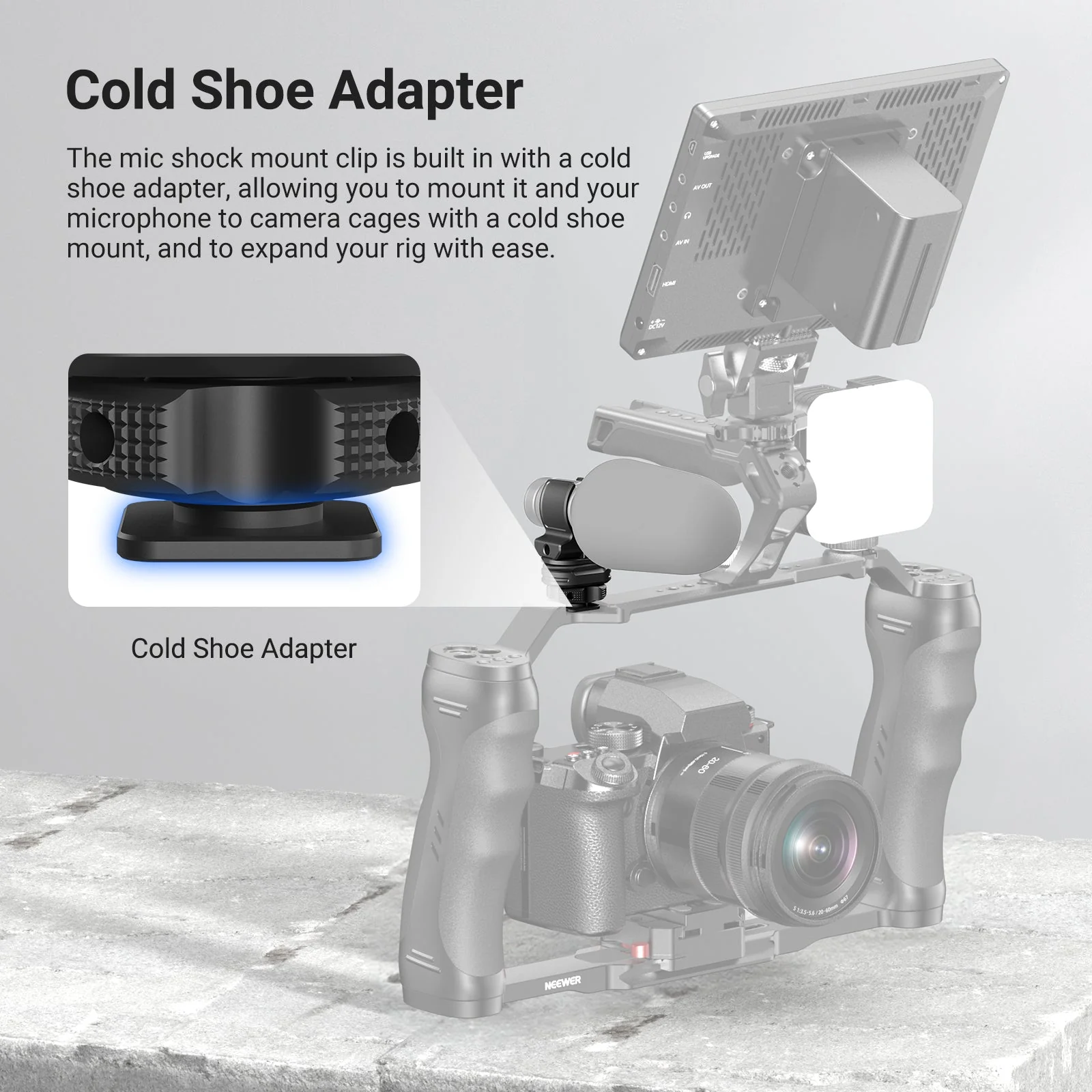 NEEWER MH3 Microphone Holder with Cold Shoe Adapter - Image 4
