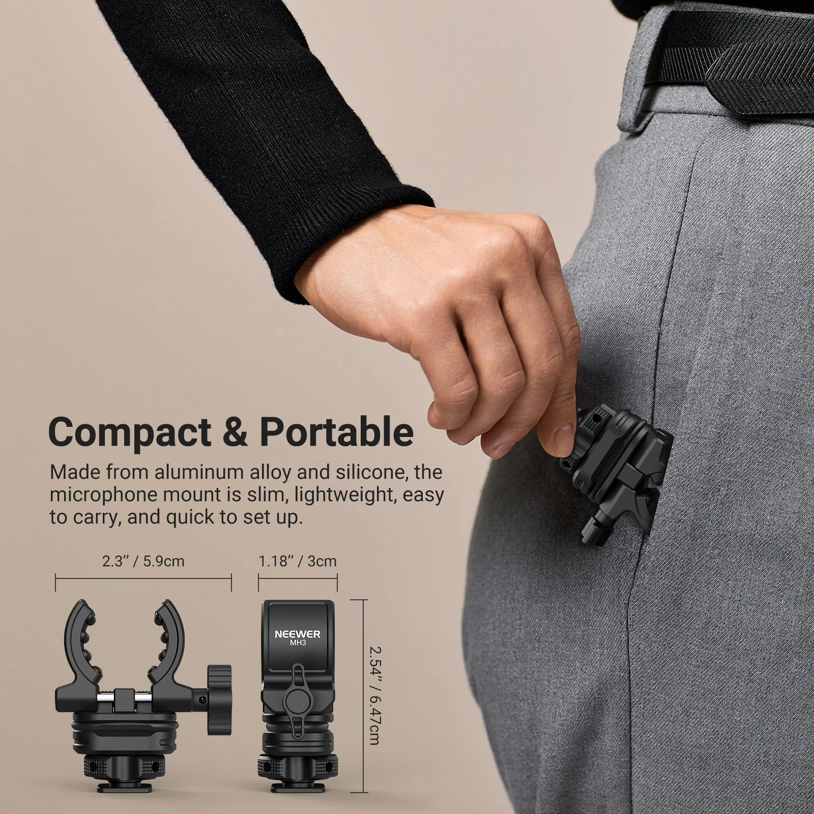 NEEWER MH3 Microphone Holder with Cold Shoe Adapter - Image 5