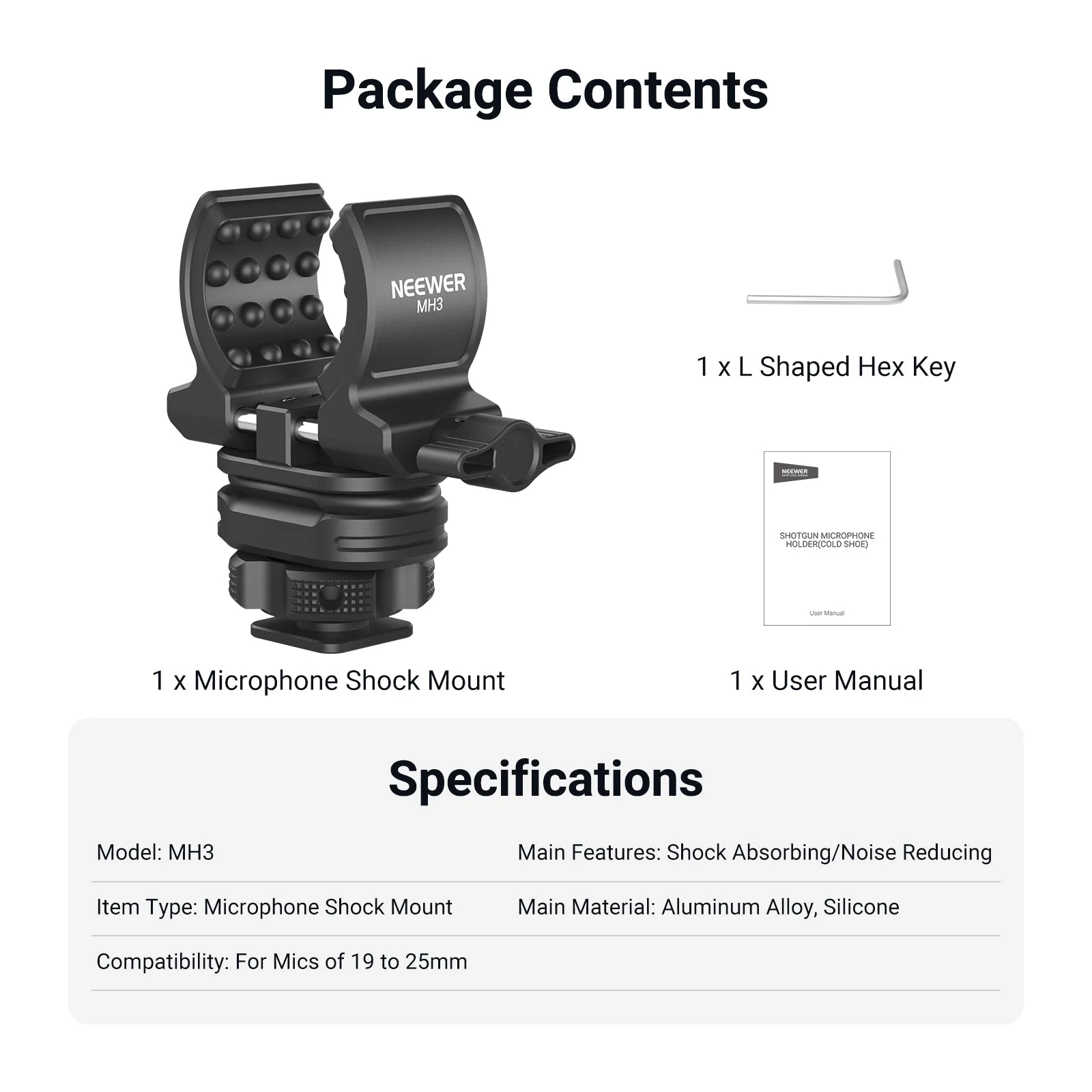 NEEWER MH3 Microphone Holder with Cold Shoe Adapter - Image 7