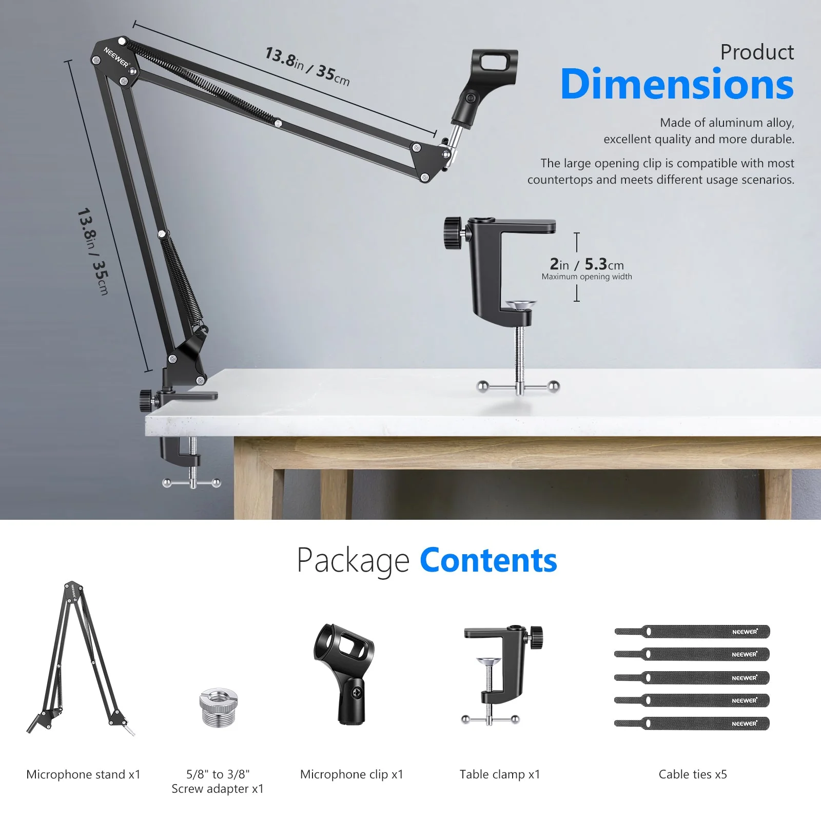 NEEWER NW-35 Microphone Stand Boom Suspension Scissor Stand - Image 7