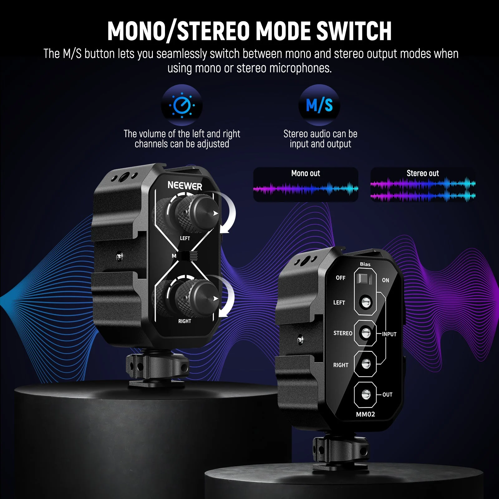 NEEWER MM01/MM02 Dual Channel Audio Mixer for Camera & Microphone - Image 13