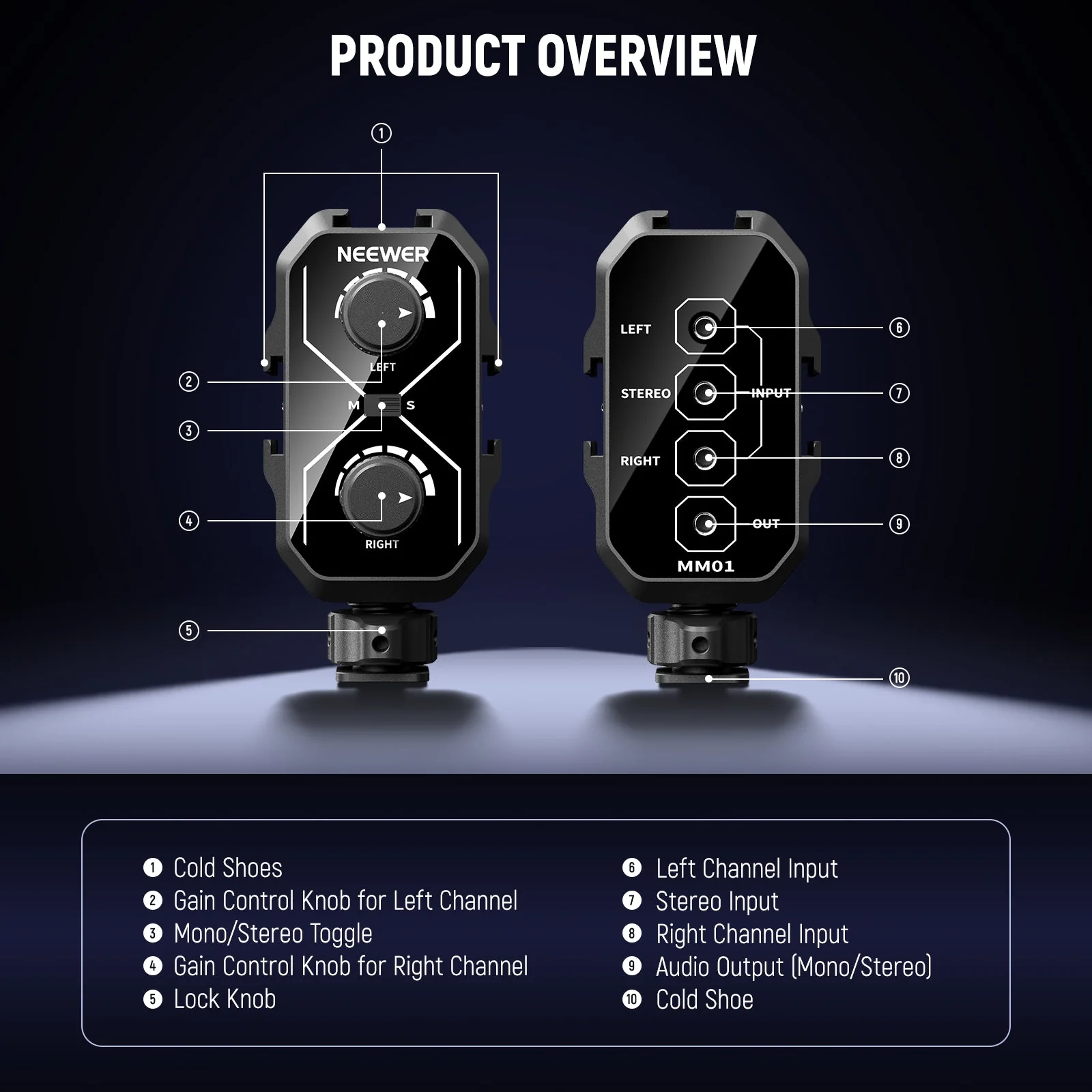 NEEWER MM01/MM02 Dual Channel Audio Mixer for Camera & Microphone - Image 3