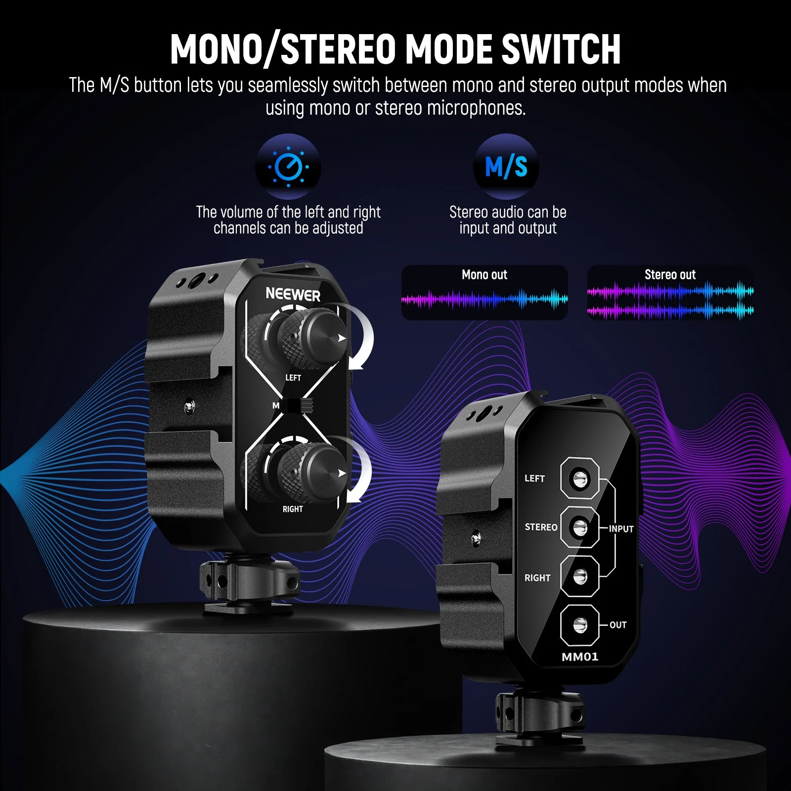 NEEWER MM01/MM02 Dual Channel Audio Mixer for Camera & Microphone - Image 4