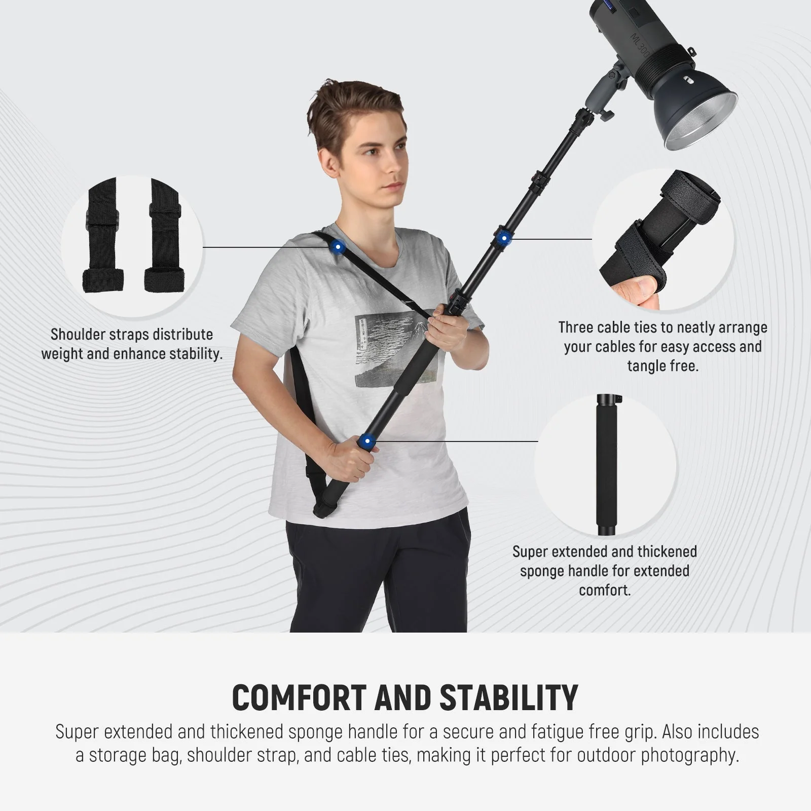 NEEWER MS-230C 7.5ft/230cm Boom Pole Stand - Image 4