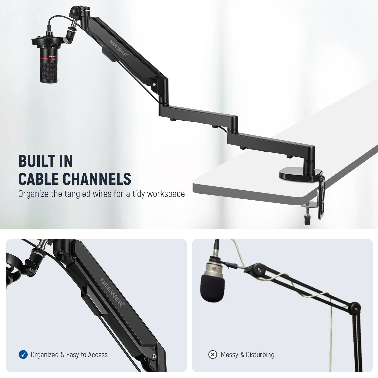 NEEWER MS002 Low Profile  Flexible Mic Arm Desk Mount - Image 7