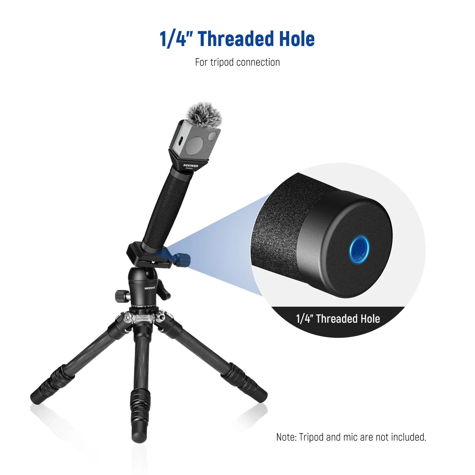 NEEWER MS005 13"/33cm Telescopic Lavalier Microphone Handle - Image 4