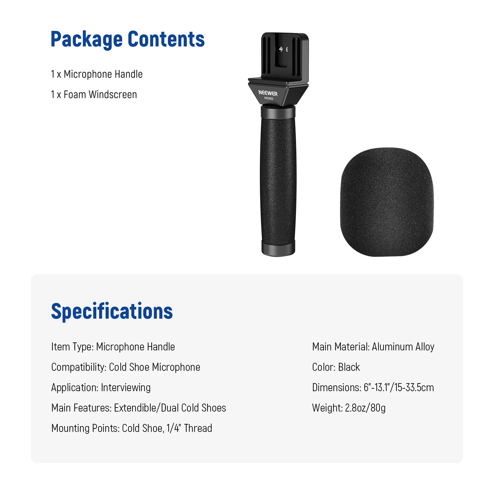 NEEWER MS005 13"/33cm Telescopic Lavalier Microphone Handle - Image 8
