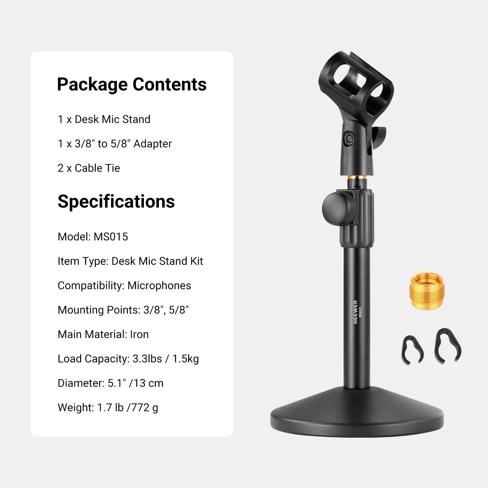 NEEWER MS015 Desktop Microphone Stand - Image 7