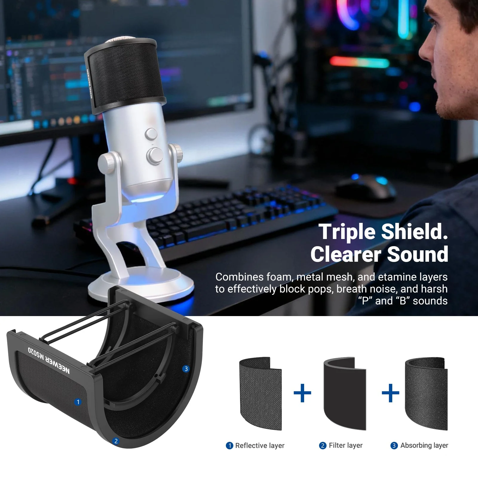 NEEWER MS020/MS021 Microphone Pop Filter - Image 2