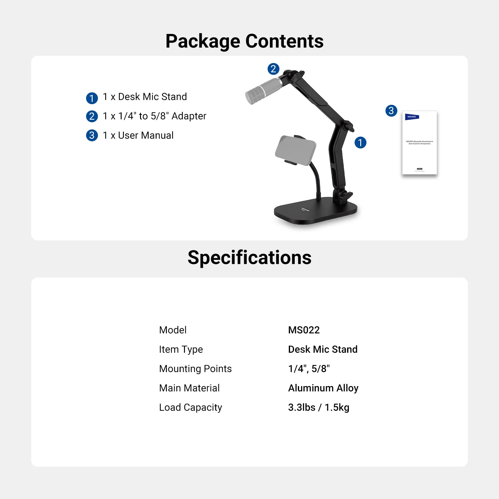 NEEWER MS022 Desk Microphone Stand - Image 7