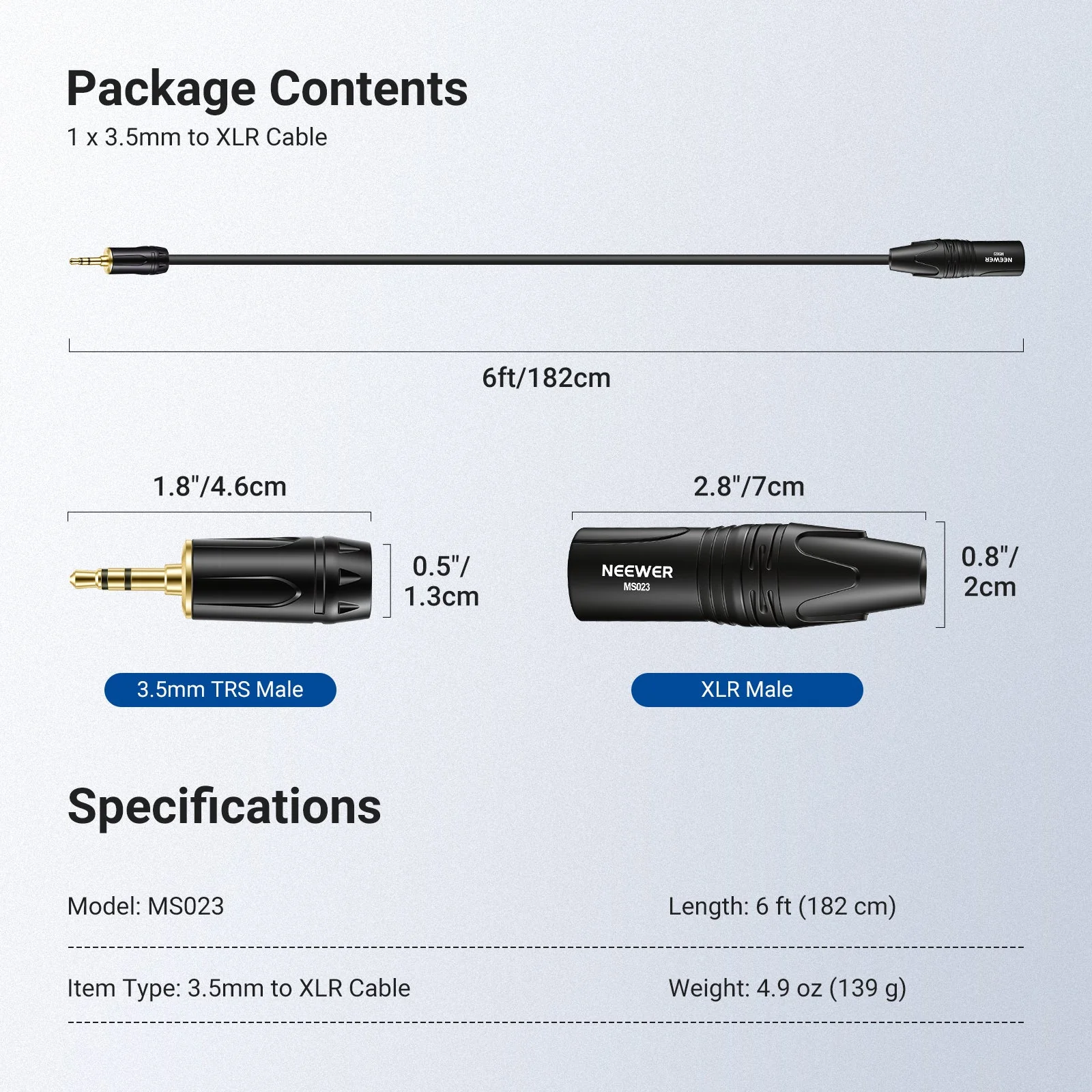 NEEWER MS023 3.5mm to XLR Cable - Image 7