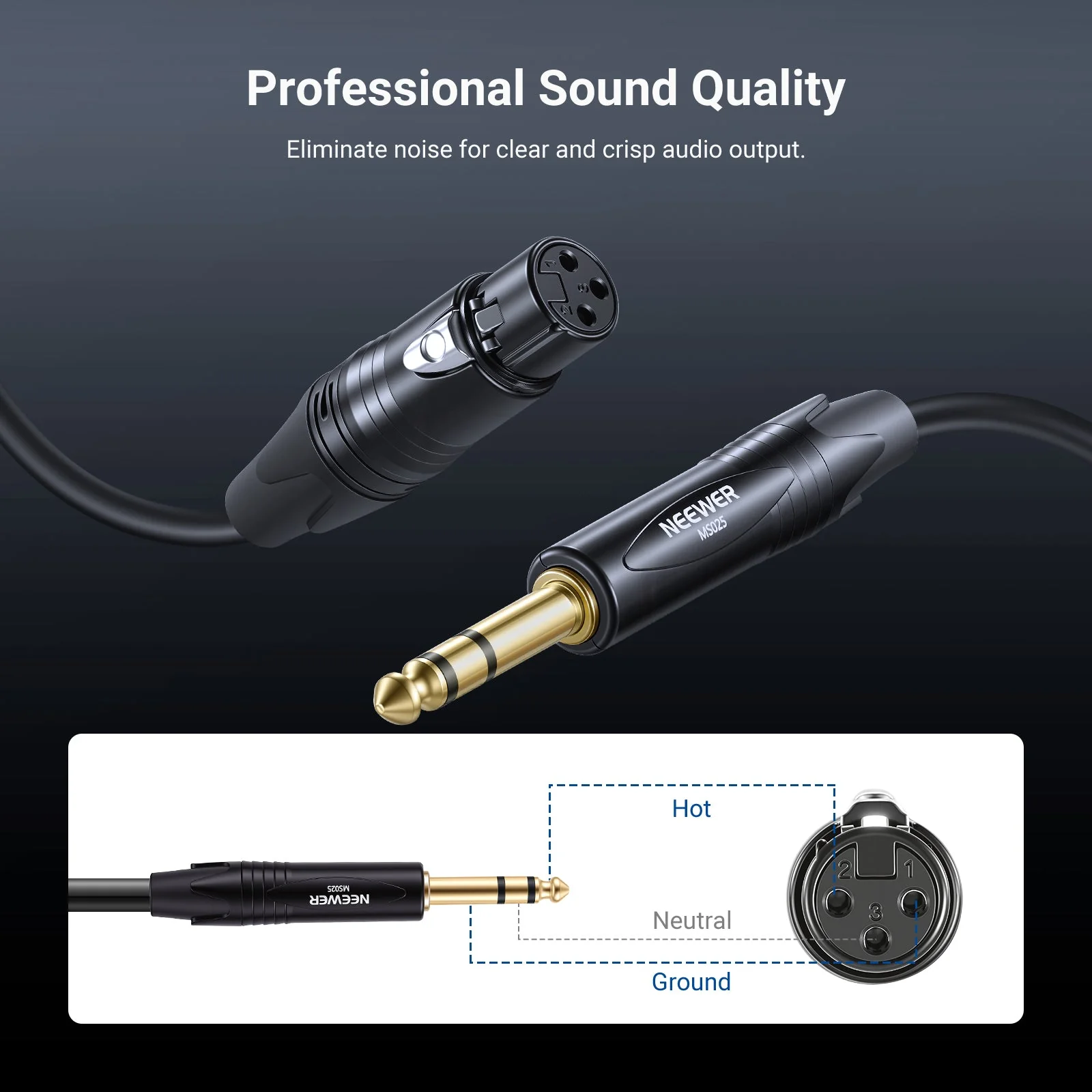 NEEWER MS025 6.35mm 1/4 Inch TRS to XLR Female Cable - Image 5