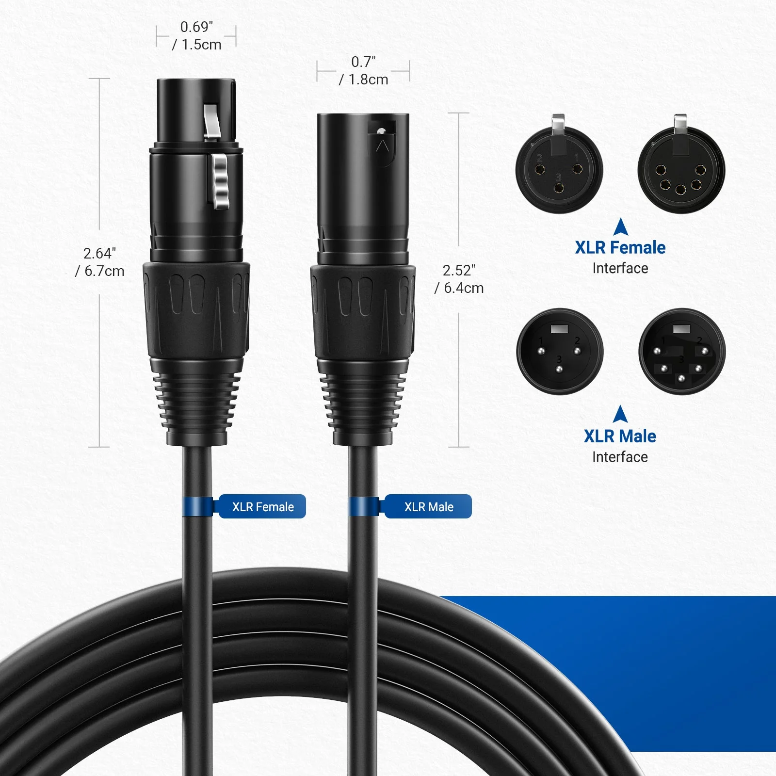 NEEWER MS028 10ft 6.35mm 1/4 Inch TRS to 3 Pin XLR Male Patch Cable - Image 6