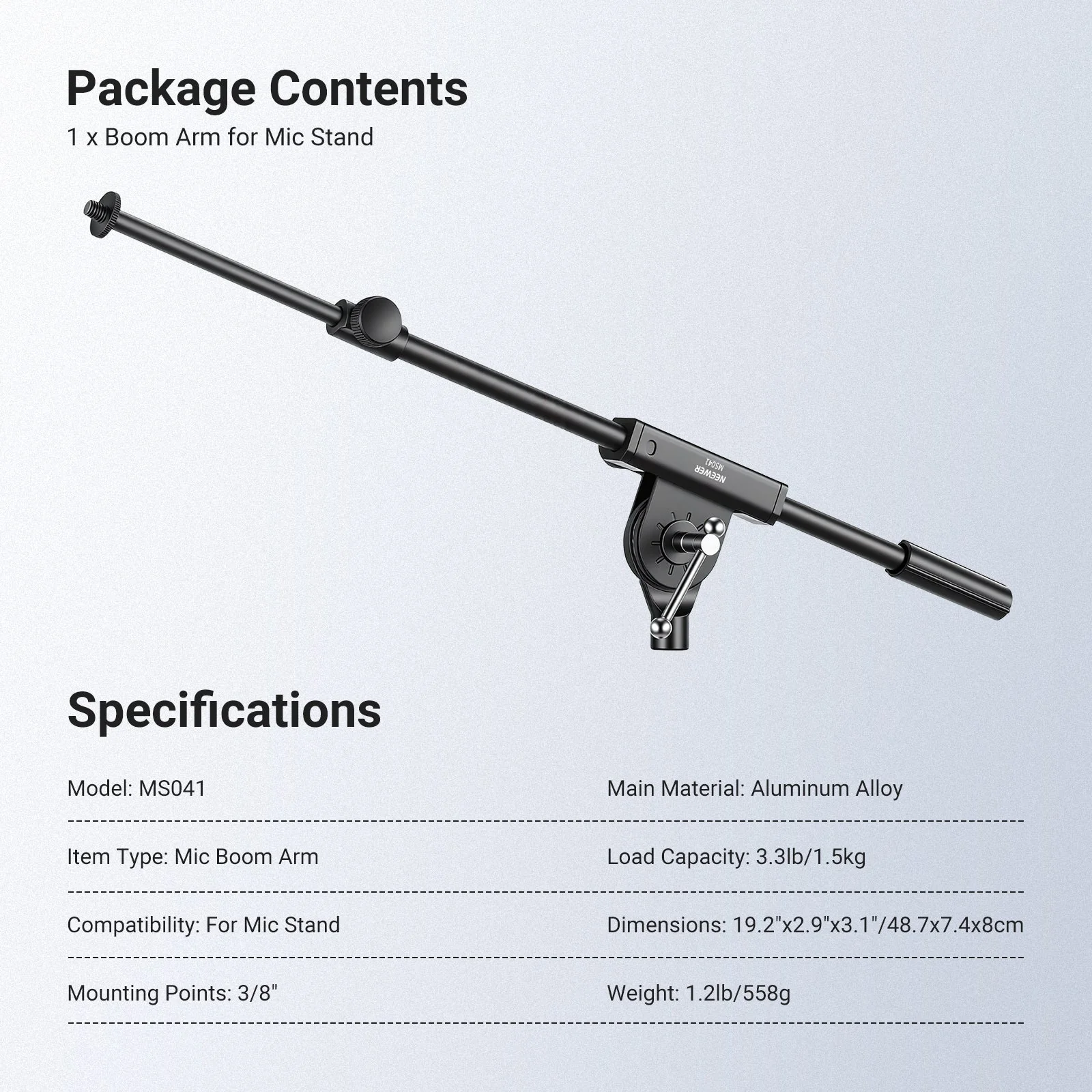 NEEWER MS041 Boom Arm for Mic Stand - Image 7