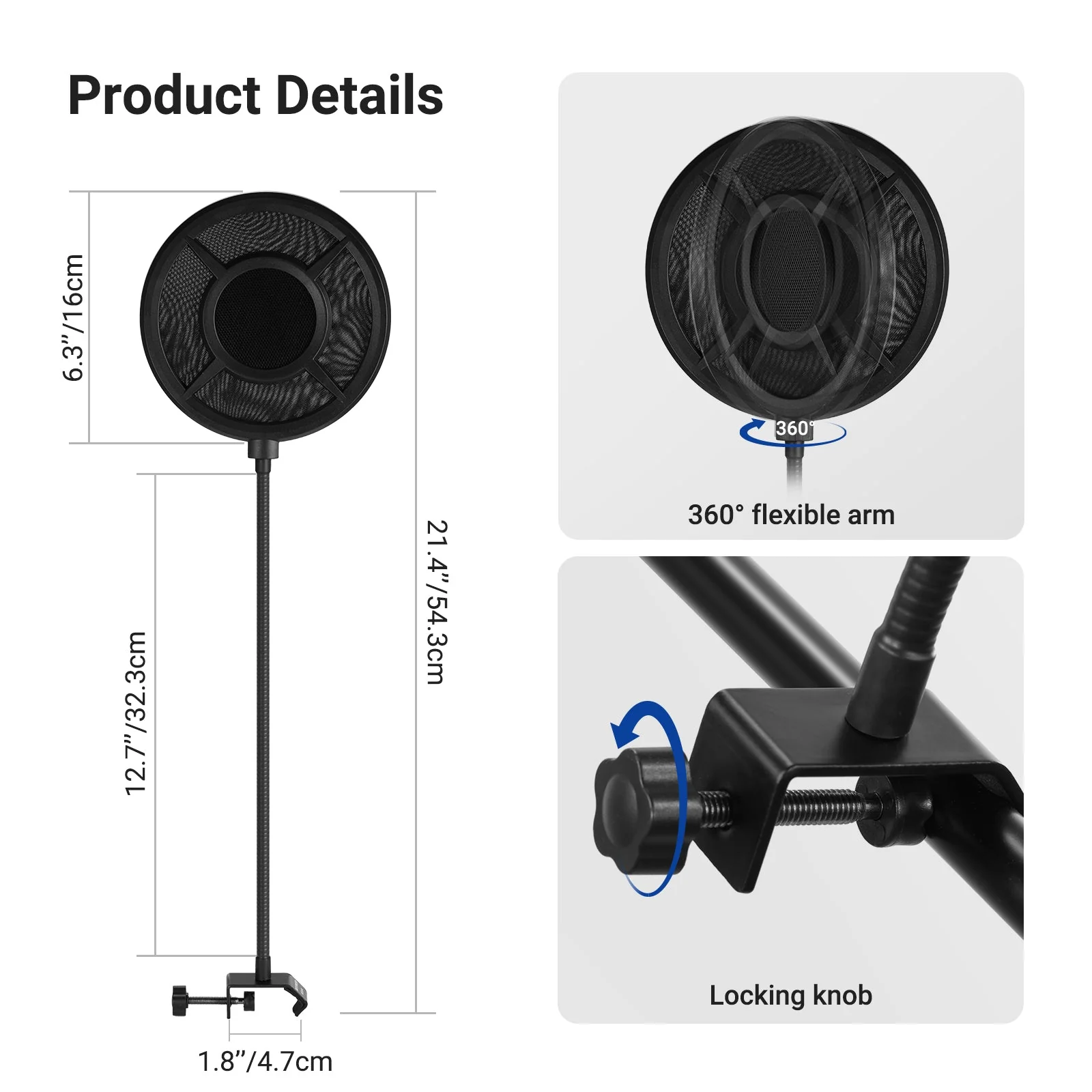 NEEWER MS044 Metal Pop Filter for Microphone - Image 5