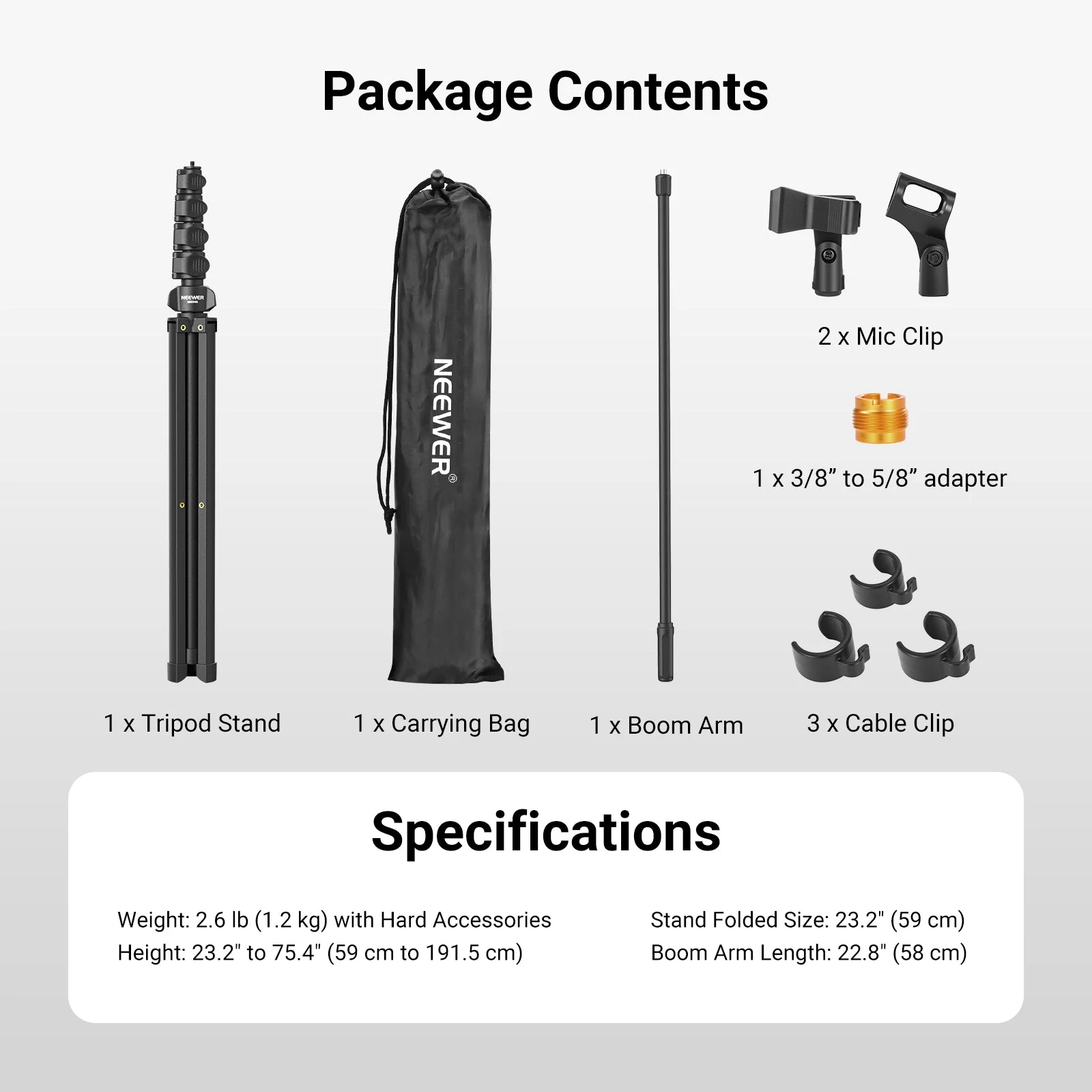 NEEWER MS046 Microphone Stand with Boom Arm - Image 7