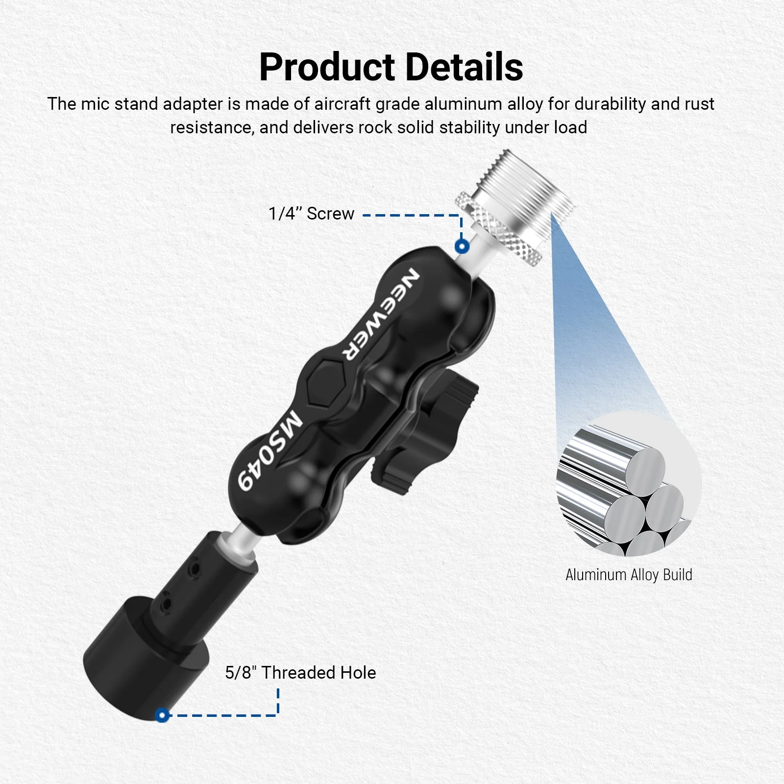 NEEWER MS049 Microphone Mount Adapter for Mic Stand - Image 3