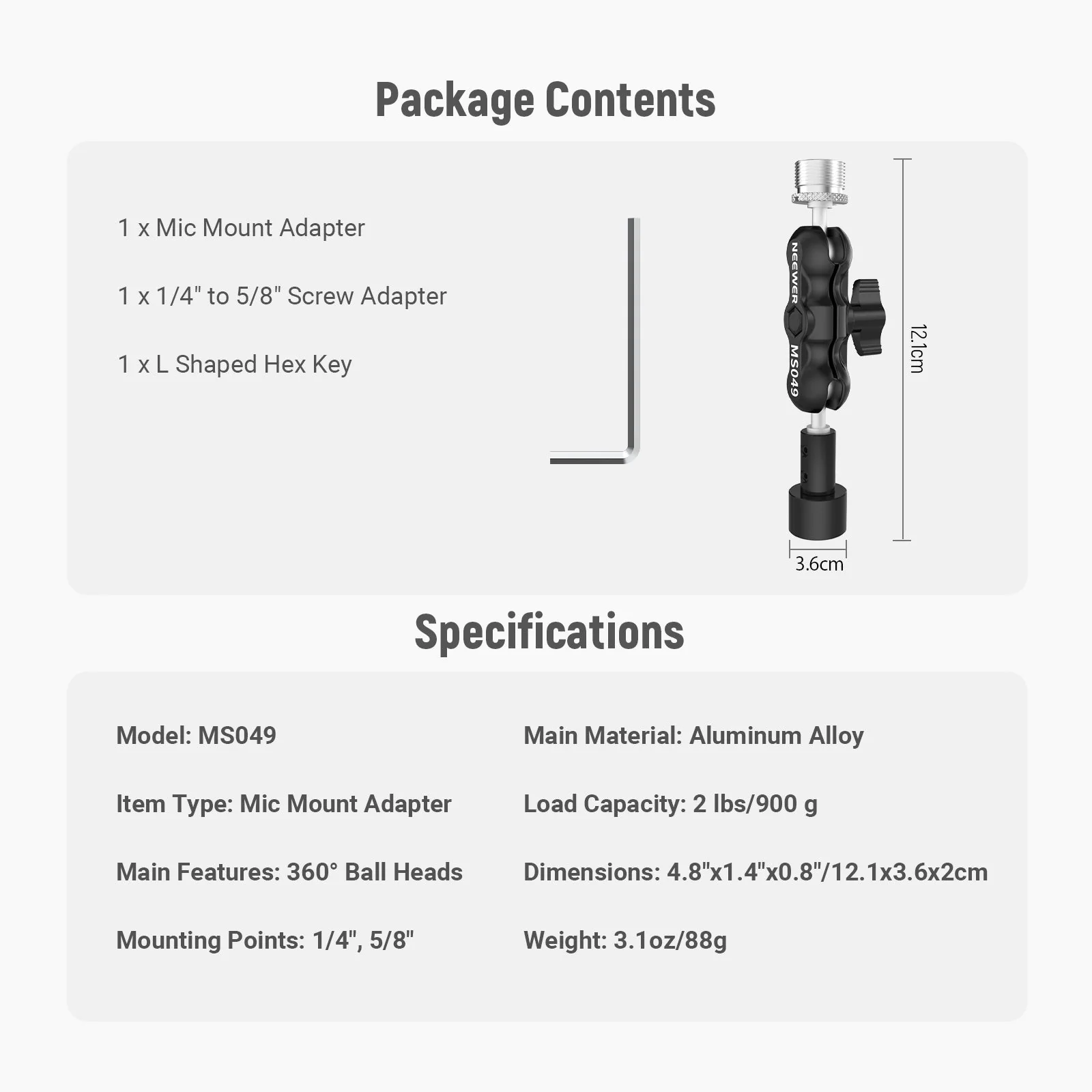 NEEWER MS049 Microphone Mount Adapter for Mic Stand - Image 8