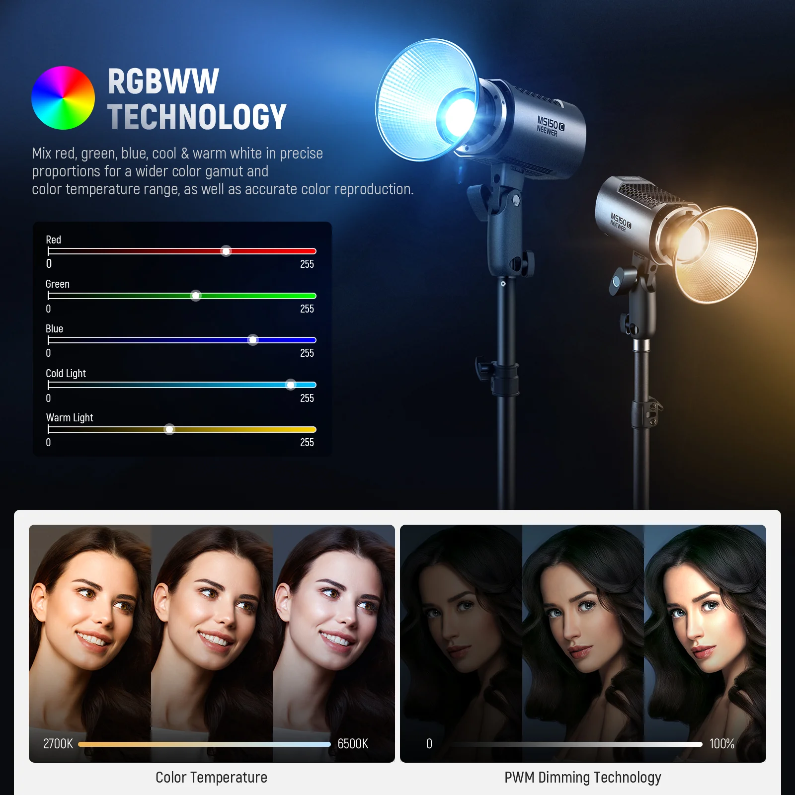 NEEWER MS150C 150W RGB Portable LED Video Light - Image 5