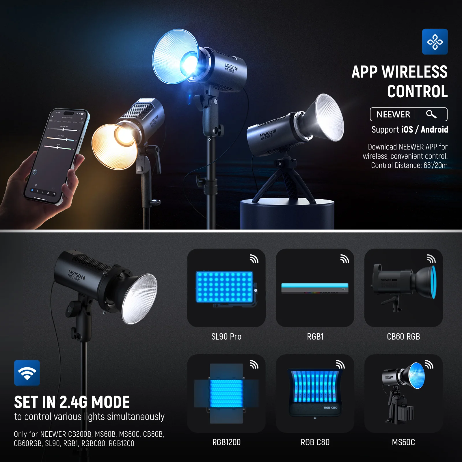 NEEWER MS150C 150W RGB Portable LED Video Light - Image 8
