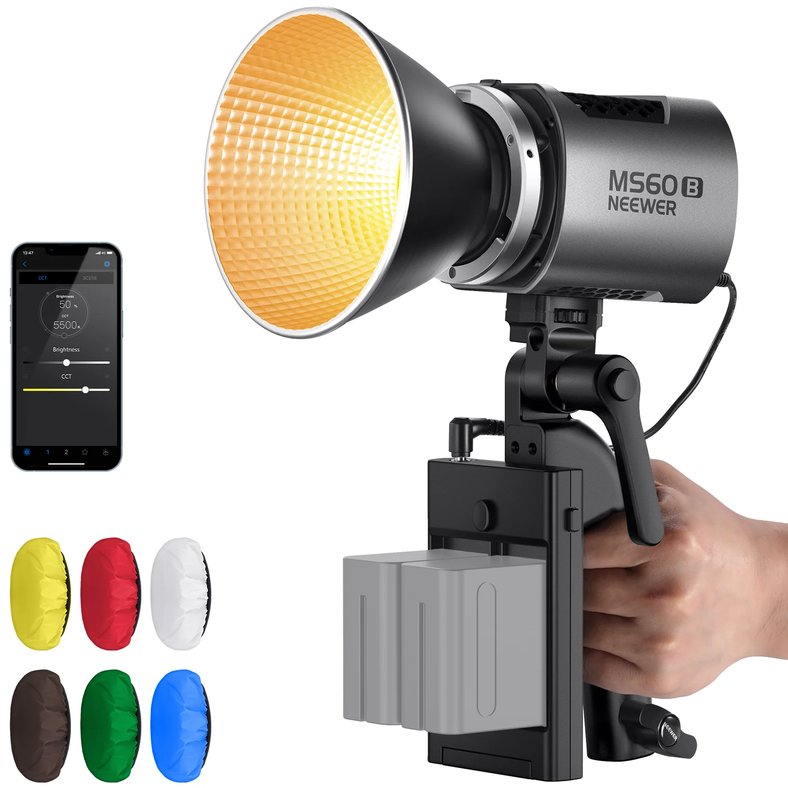 NEEWER MS60B 65W Bi-Color Portable LED Video Light Handheld Spotlight - Image 19
