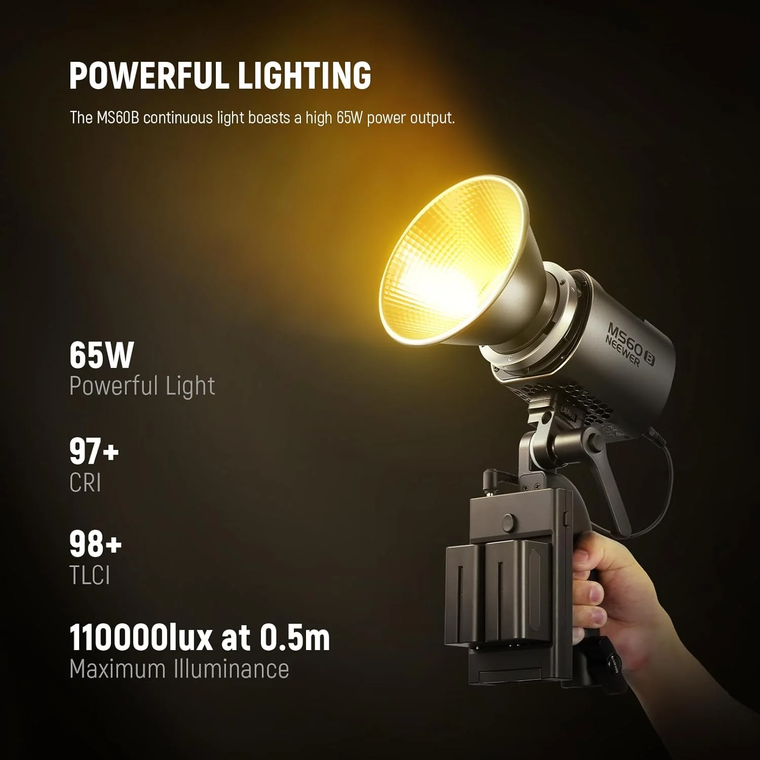 NEEWER MS60B 65W Bi-Color Portable LED Video Light Handheld Spotlight - Image 21