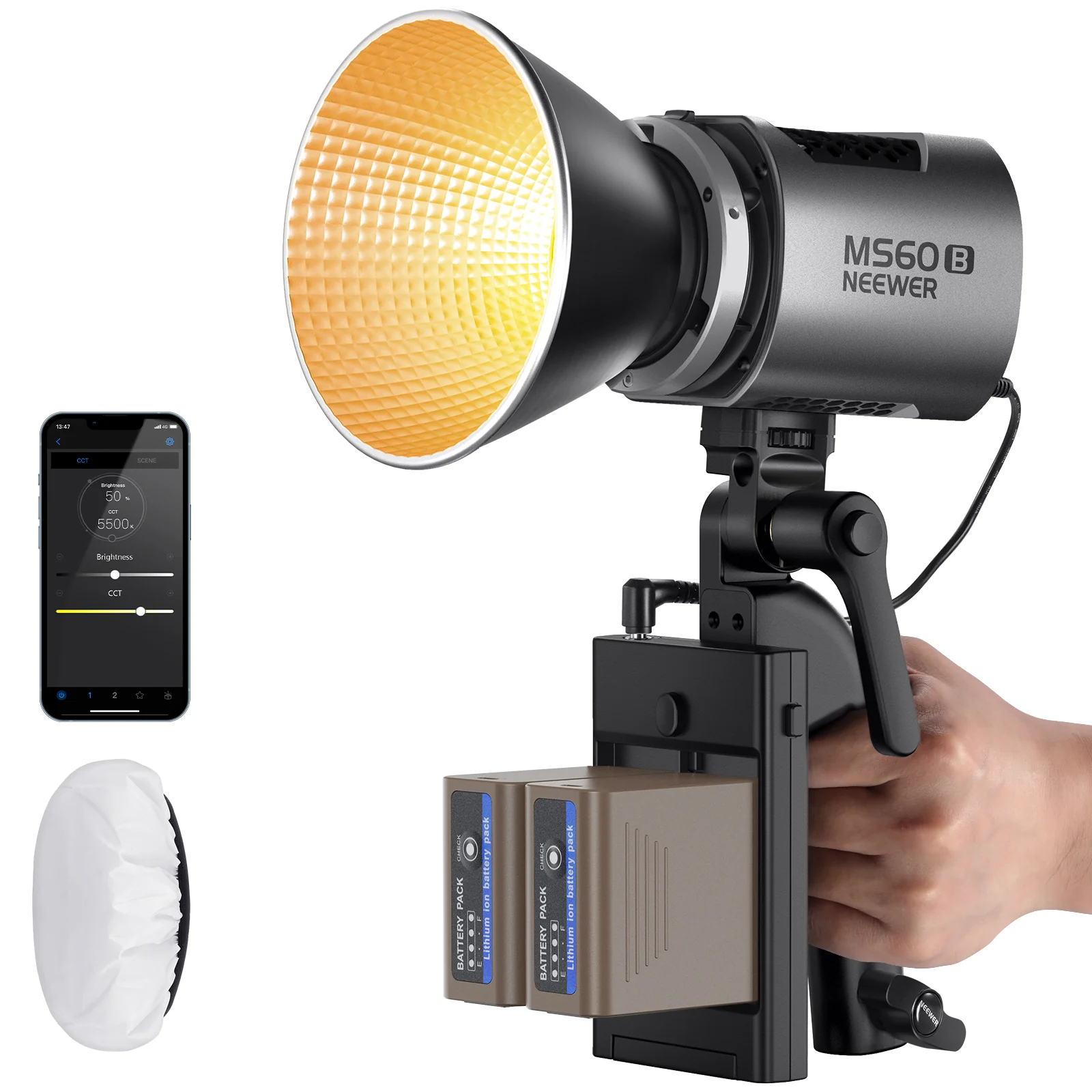 NEEWER MS60B 65W Bi-Color Portable LED Video Light Handheld Spotlight - Image 27