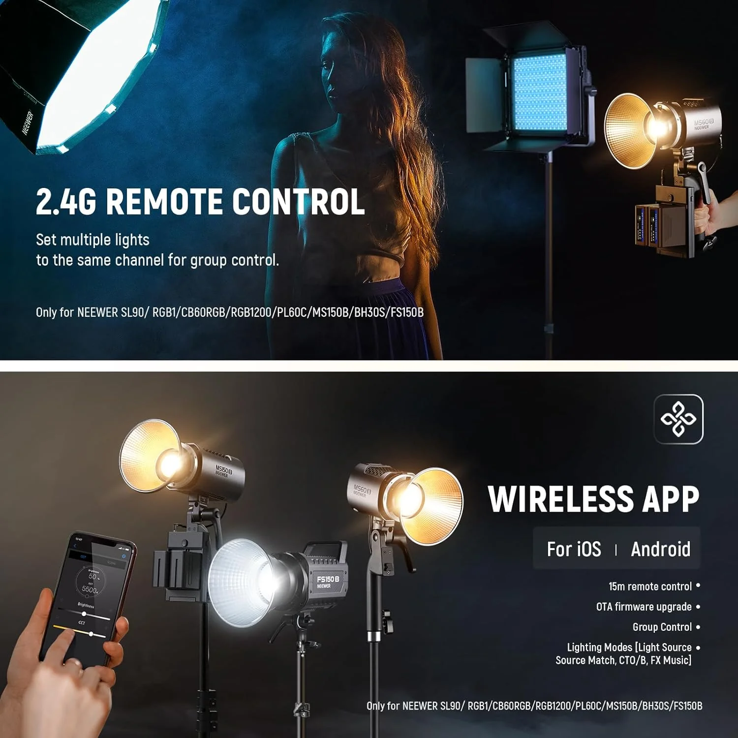 NEEWER MS60B 65W Bi-Color Portable LED Video Light Handheld Spotlight - Image 31