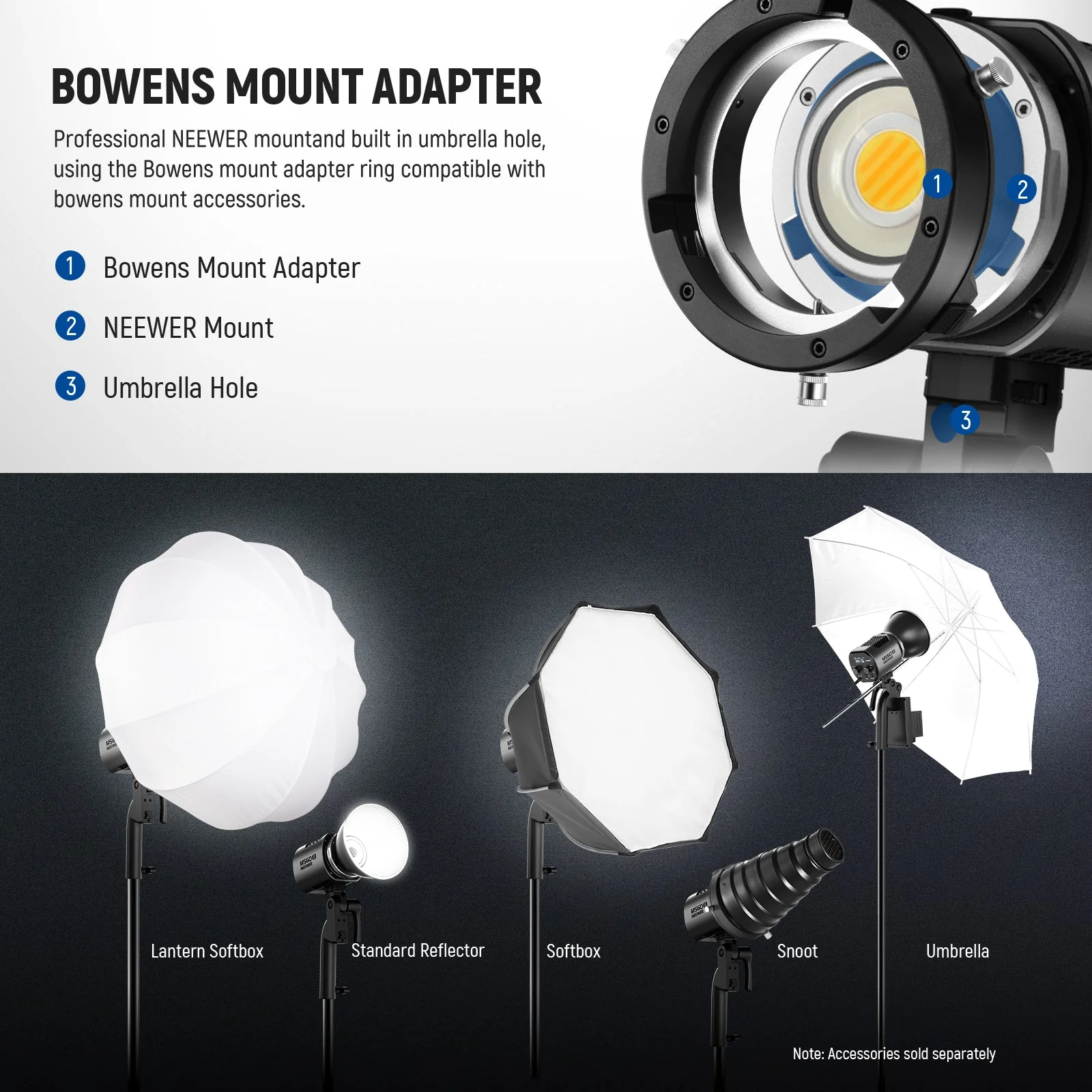 NEEWER MS60B 65W Bi-Color Portable LED Video Light Handheld Spotlight - Image 8
