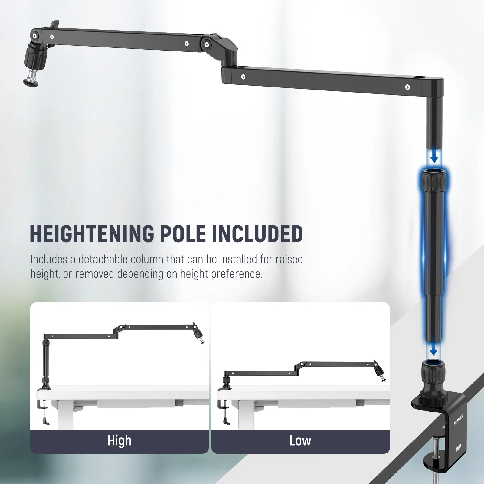 NEEWER MST002 Low Profile Flexible Mic Arm Desk Mount with Damping - Image 5