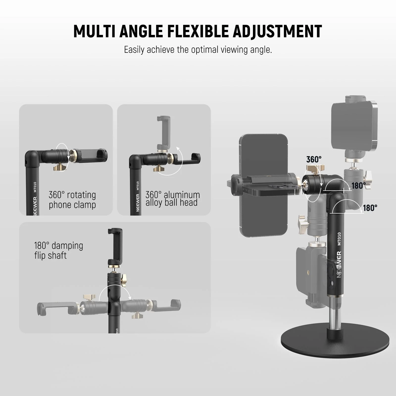 NEEWER MT010 Adjustable Desk Phone Holder Stand - Image 2