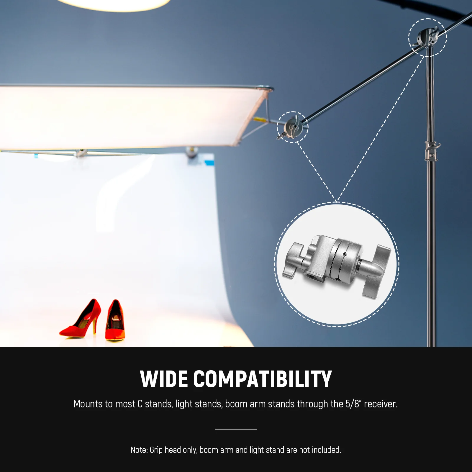 NEEWER 2.5" Grip Head Swivel Head Holder Mounting Adapter - Image 5