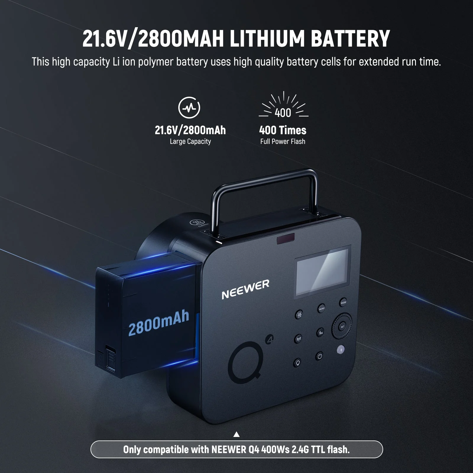 NEEWER NB-Q4 2800mAh Li ion Battery for Q4 Flash - Image 2