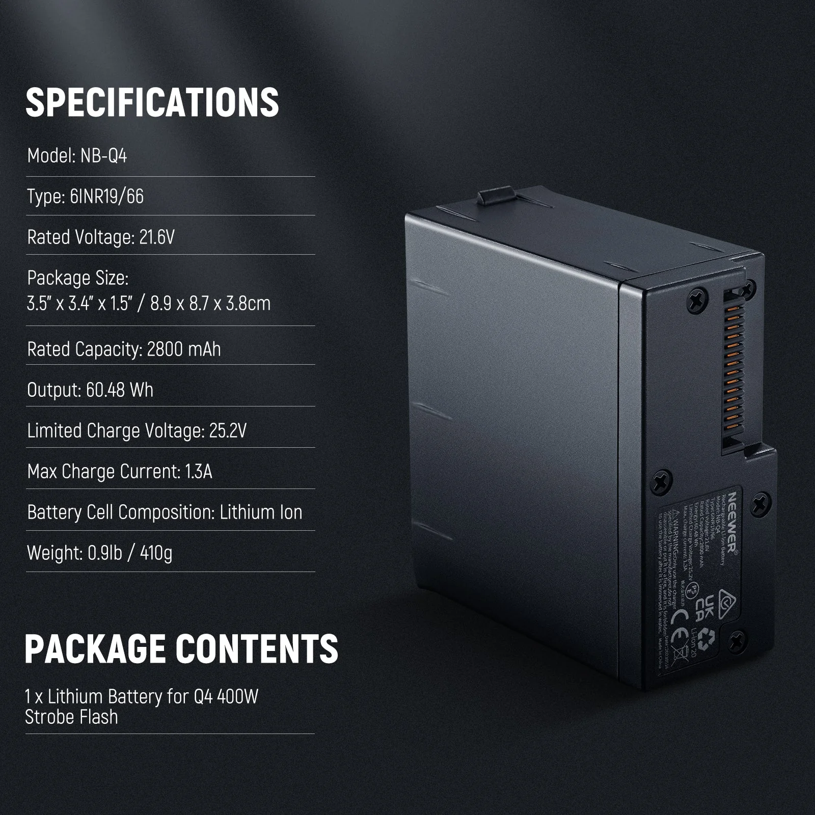 NEEWER NB-Q4 2800mAh Li ion Battery for Q4 Flash - Image 7