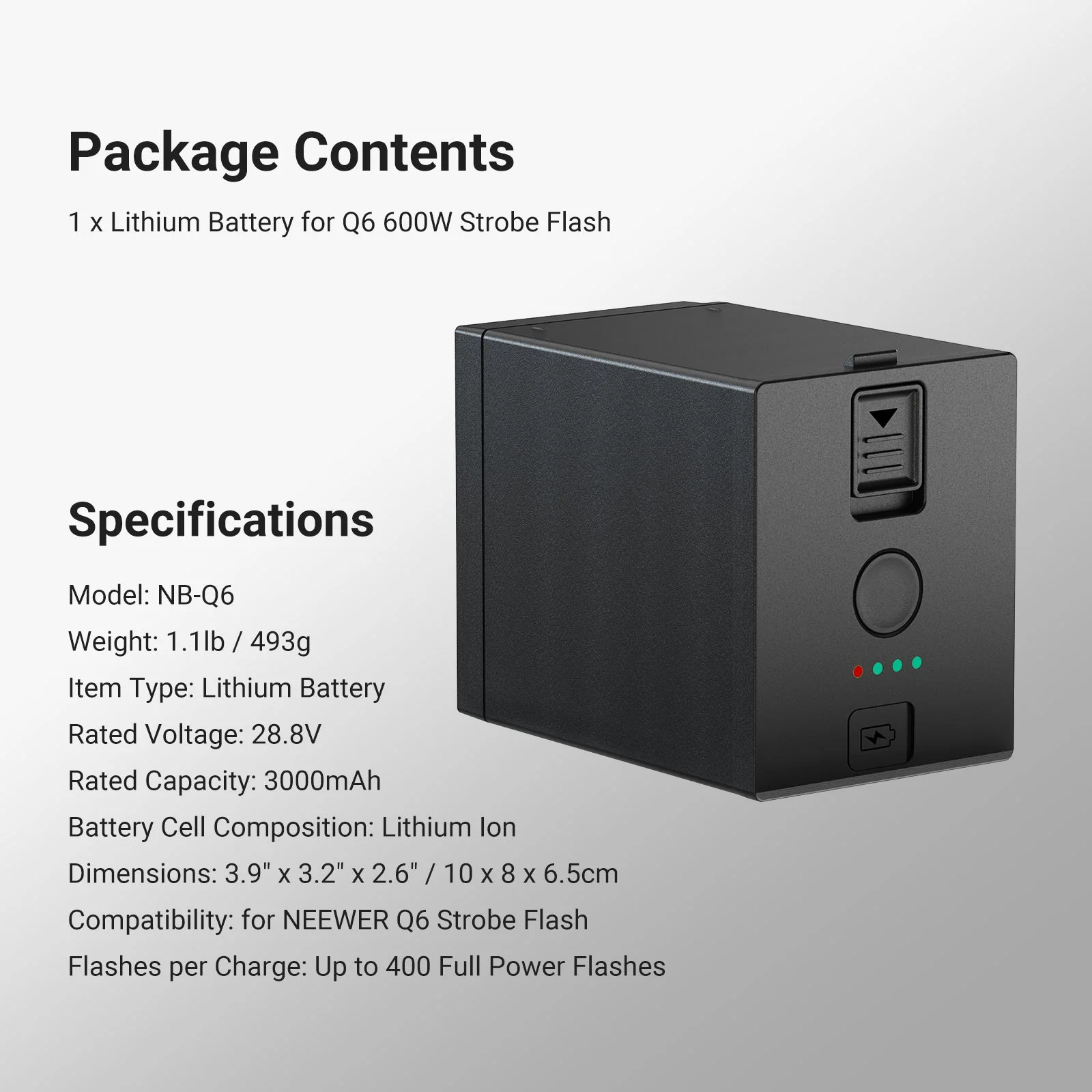 NEEWER NB-Q6 Lithium Battery For Q6 Flash - Image 7