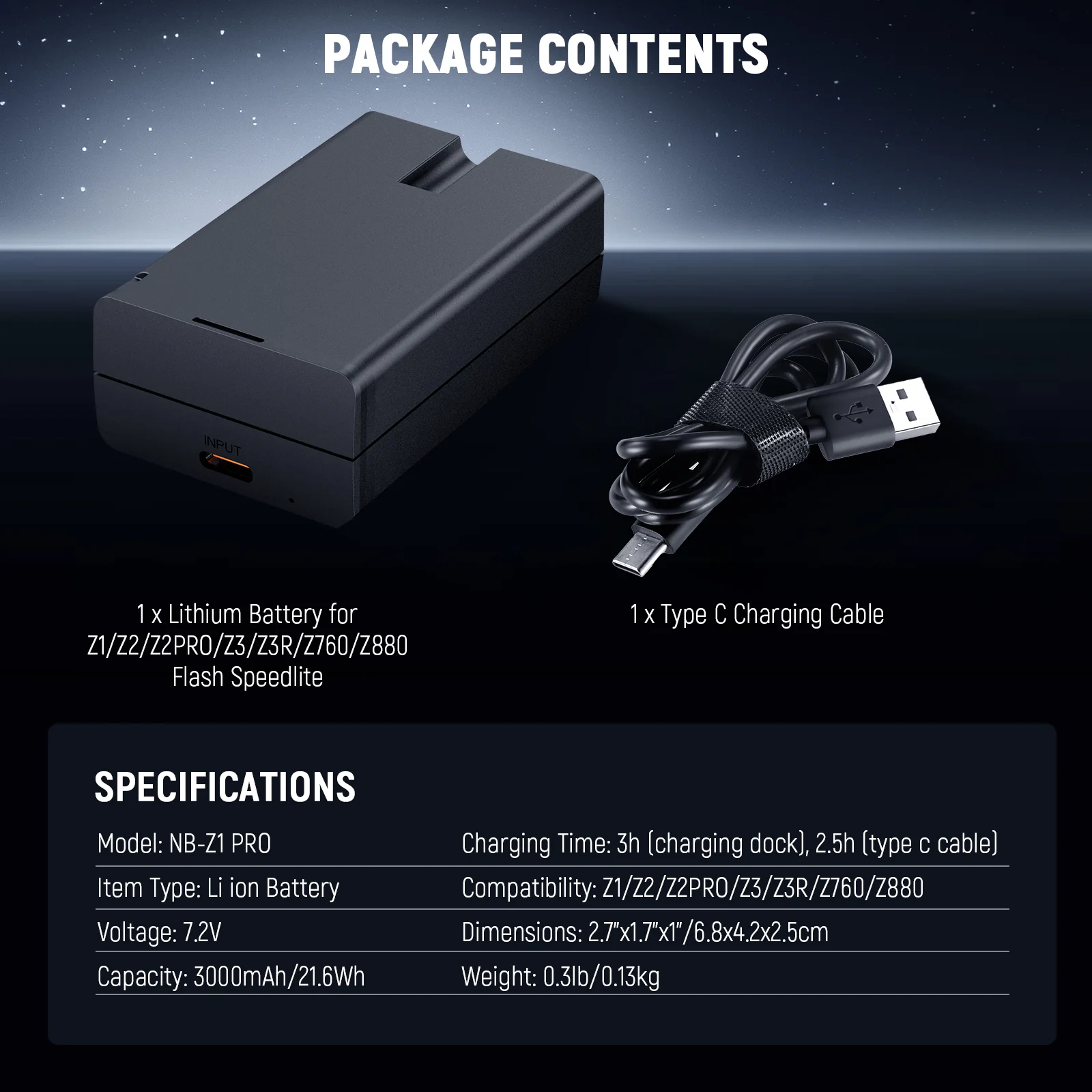 NEEWER NB-Z1 PRO 3000mAh Replacement Battery for Z3/Z2/Q120/Z880 - Image 8