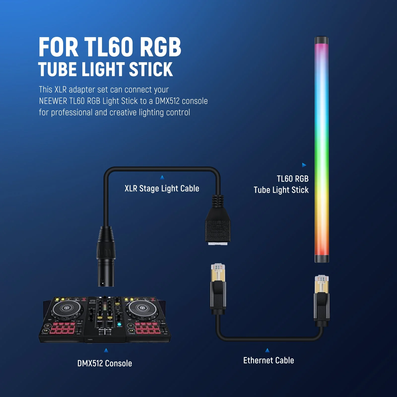 NEEWER NC005 3 Pin DMX XLR Male to RJ45 Female Cable for TL60/TL90C/TL120C - Image 3