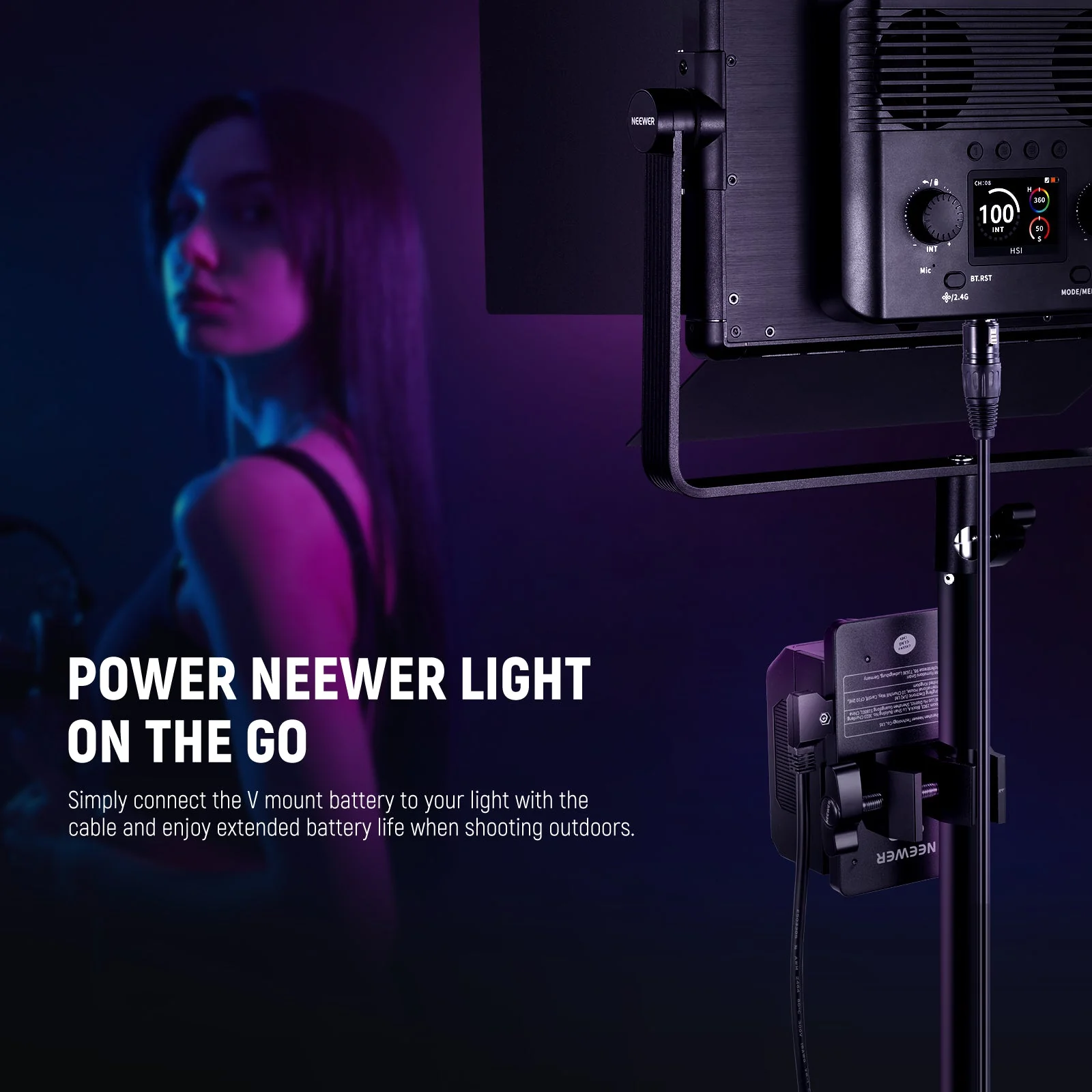 NEEWER NC011 D-Tap to 4 Pin XLR Cable for PL60C LED Video Light - Image 6