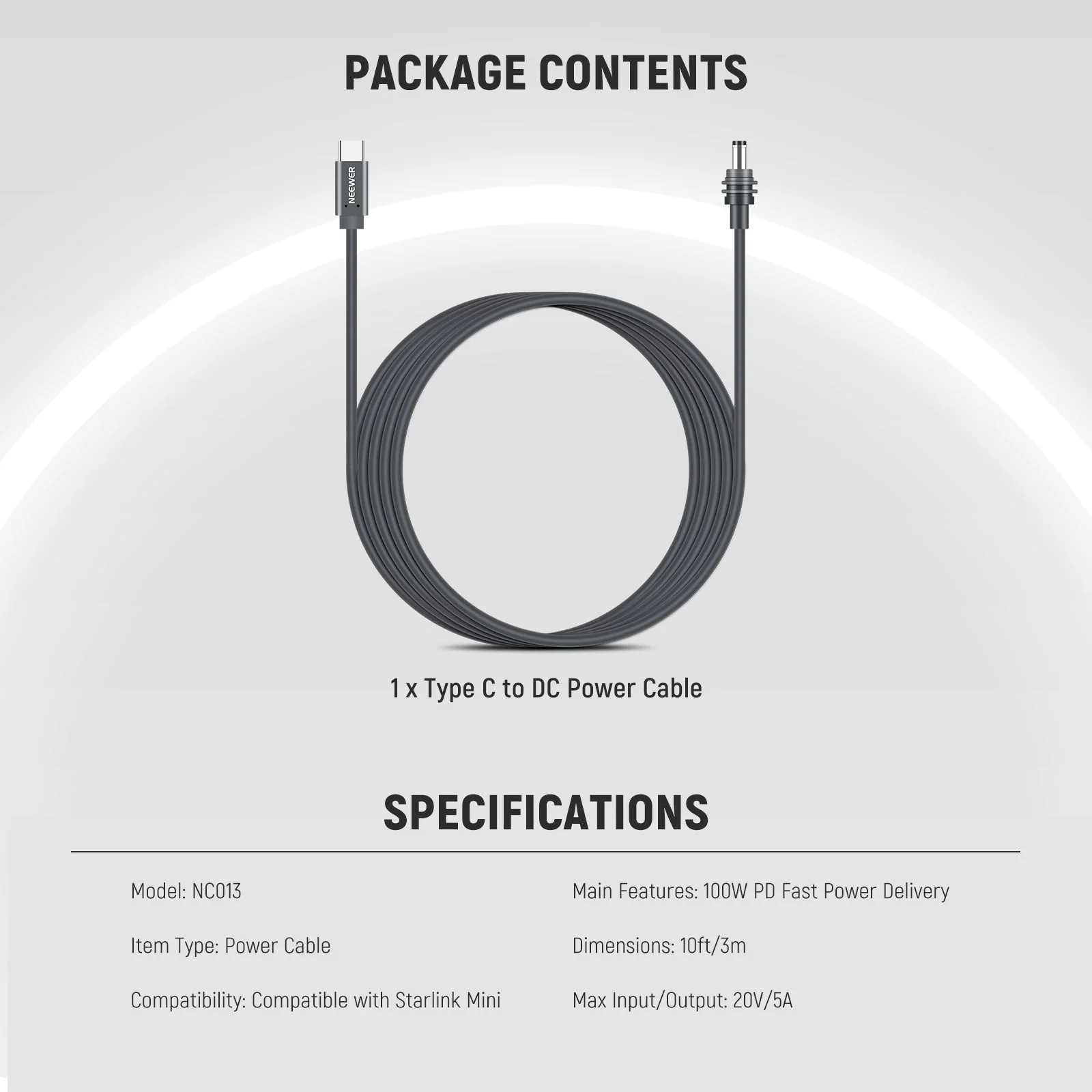 NEEWER NC013 100W PD USB C to DC Power Cable For Starlink Mini - Image 7