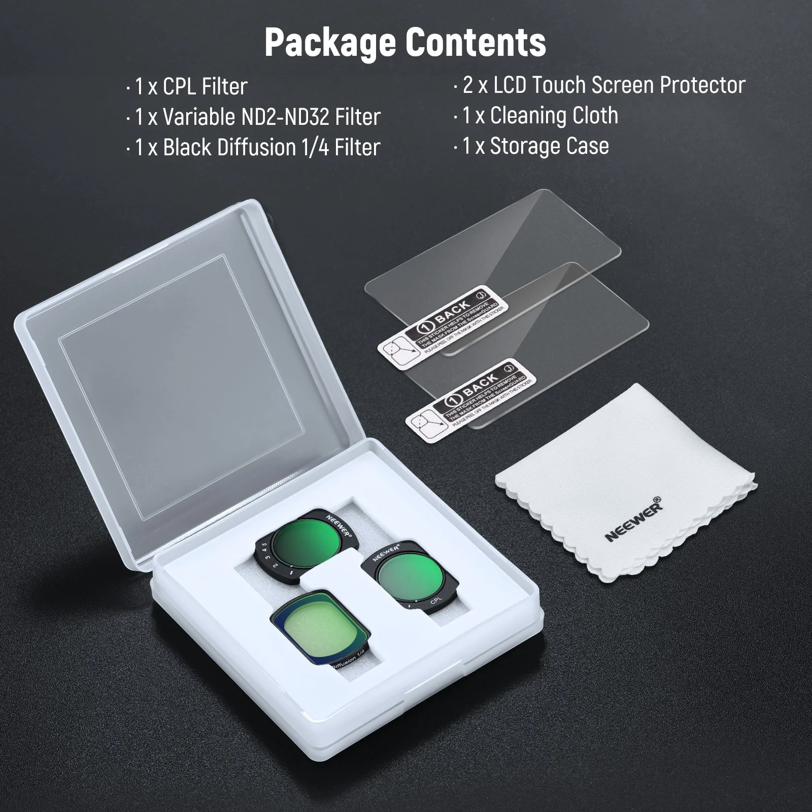 NEEWER FL-89 ND2-32 1/4 Black Diffusion&CPL Filters Set For DJI Osmo Pocket 3 - Image 9