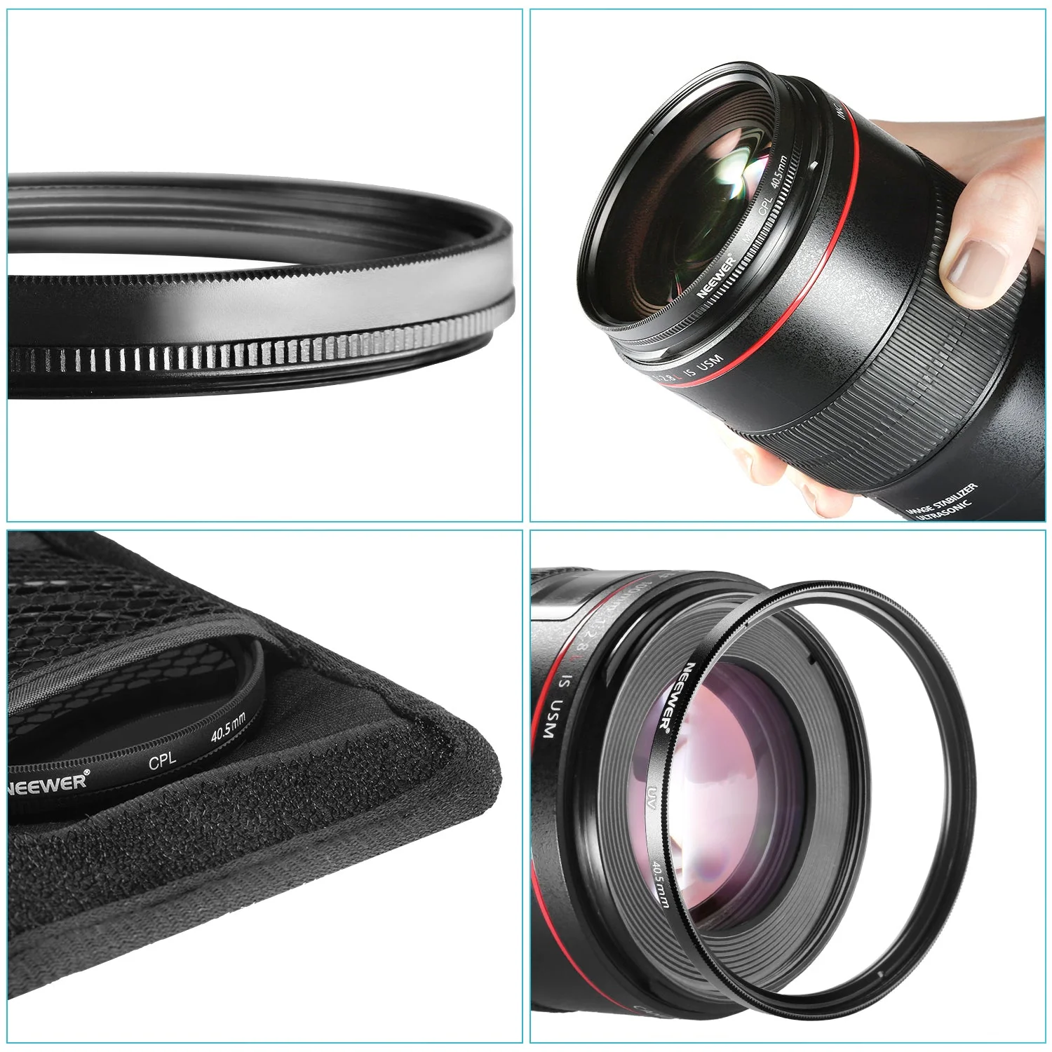 NEEWER Lens Filter Kit UV Filter+CPL Filter+ND4 Filter+Filter - Image 6