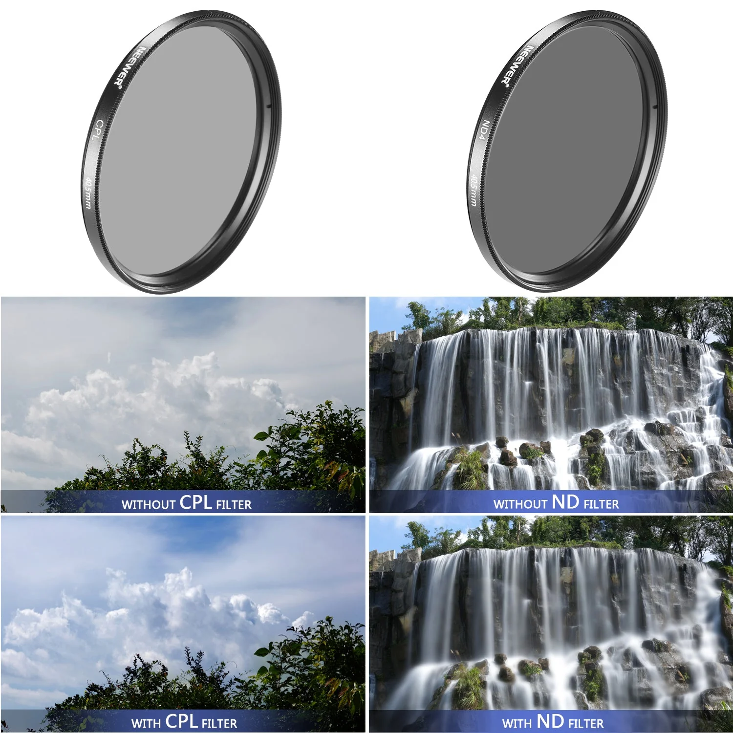 NEEWER Lens Filter Kit UV Filter+CPL Filter+ND4 Filter+Filter - Image 7