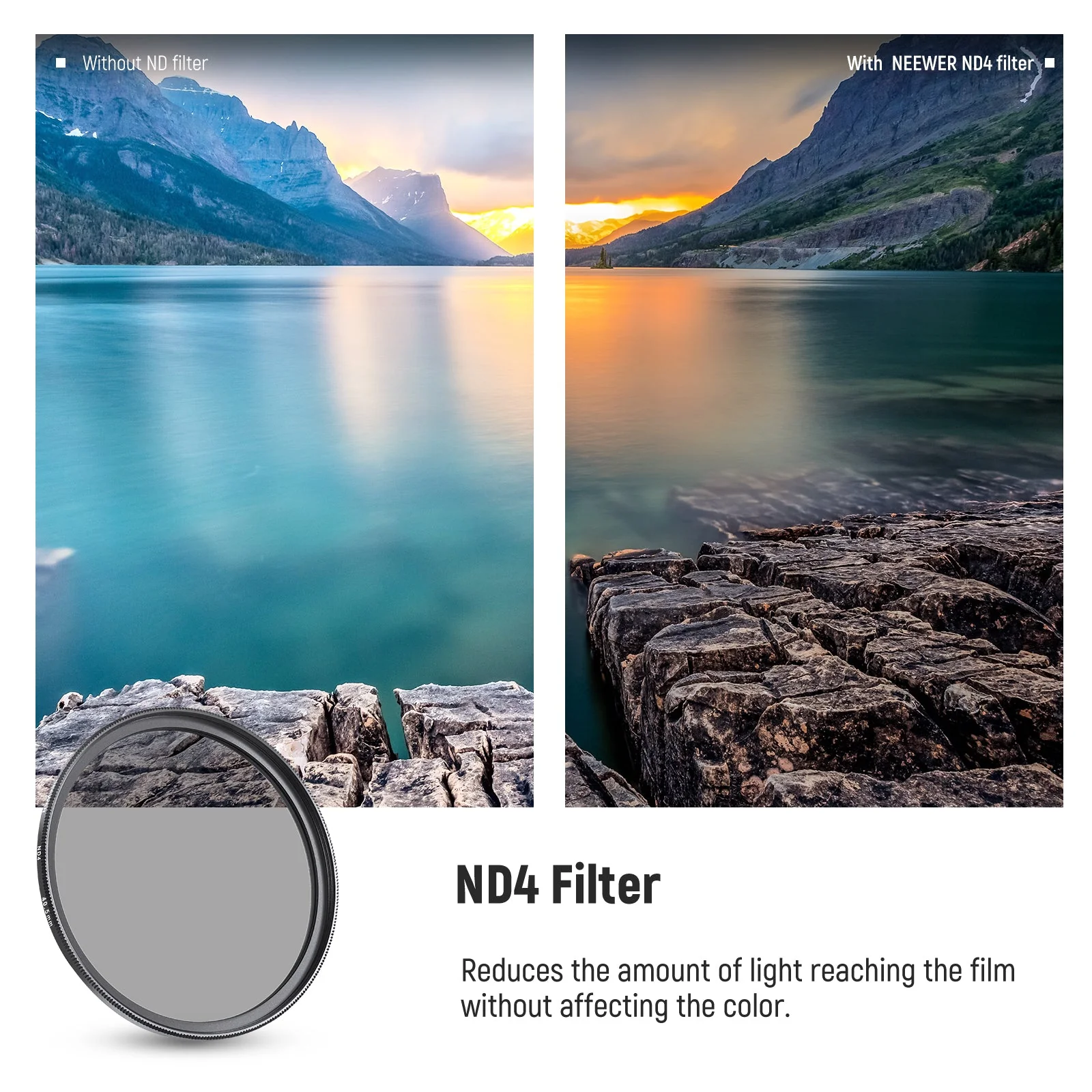 NEEWER Lens Filter Kit UV Filter+CPL Filter+ND4 Filter+Filter - Image 9