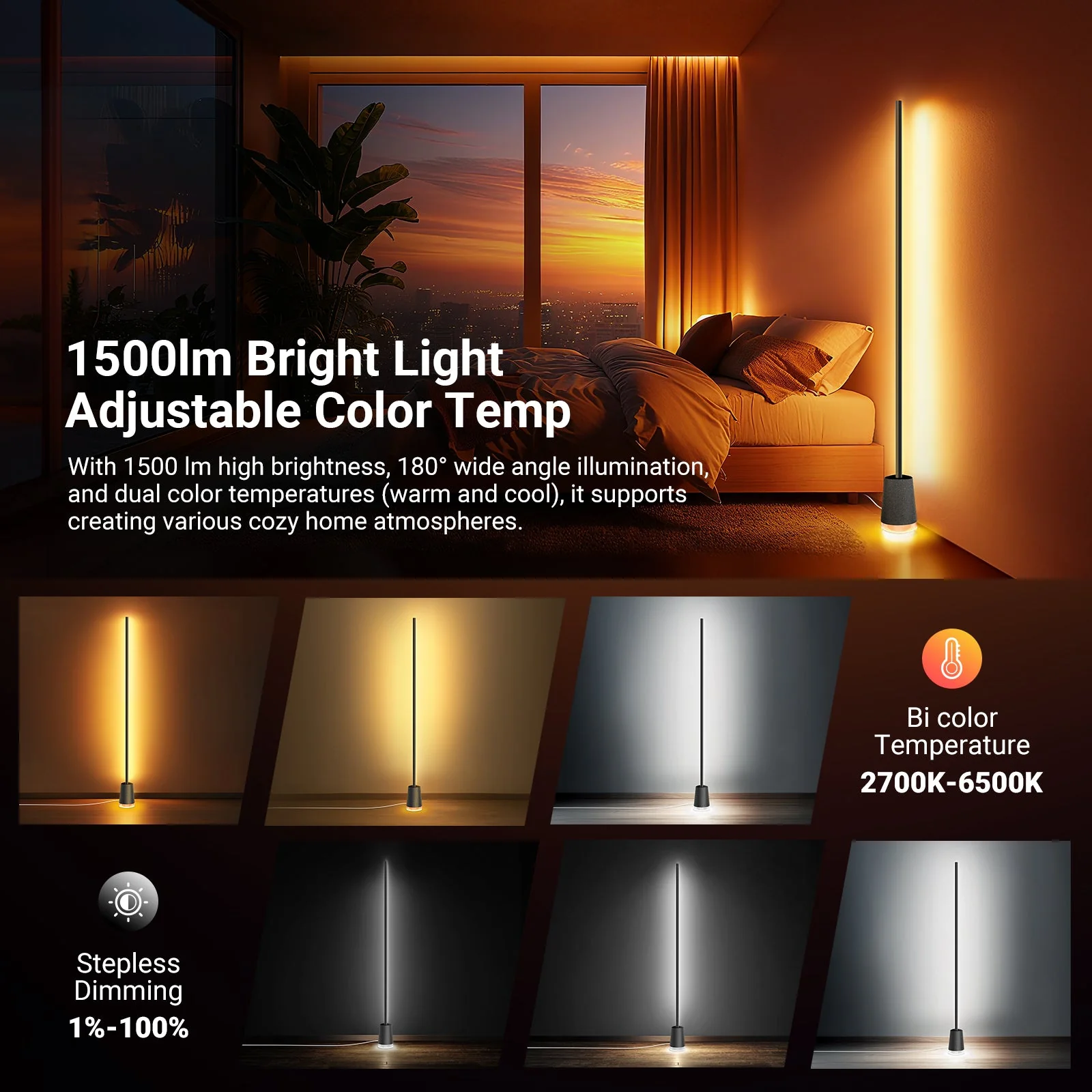 NEEWER NF06 1500lm Smart RGBCW LED Floor Lamp - Image 7