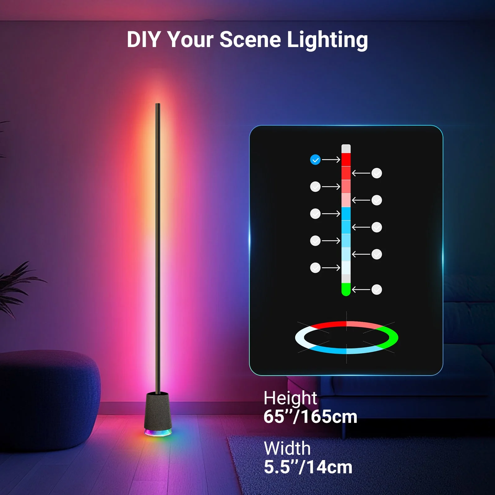 NEEWER NF06 1500lm Smart RGBCW LED Floor Lamp - Image 8